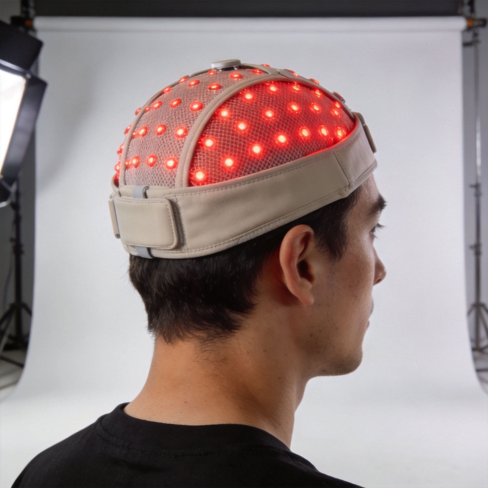 How does an LED hair growth cap device stimulate hair follicles with LLLT?