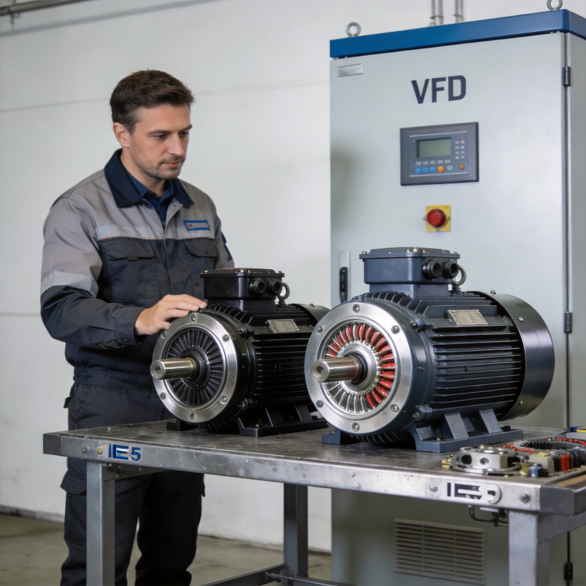 What are the applicable‑scene differences between IE5 efficiency motor and IE4 efficiency motor in industrial production
