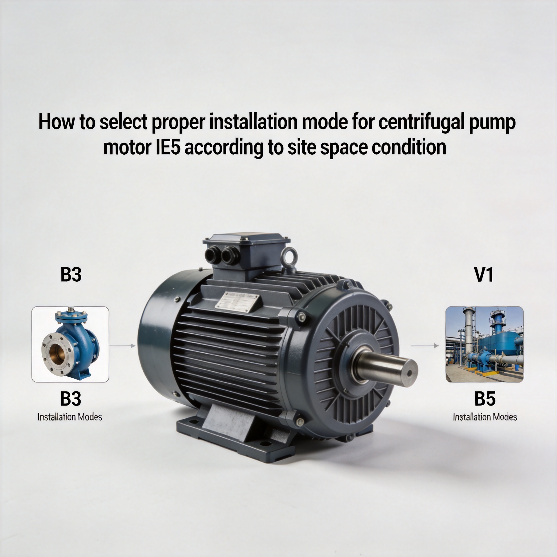 How to select proper installation mode for centrifugal pump motor IE5 according to site space condition