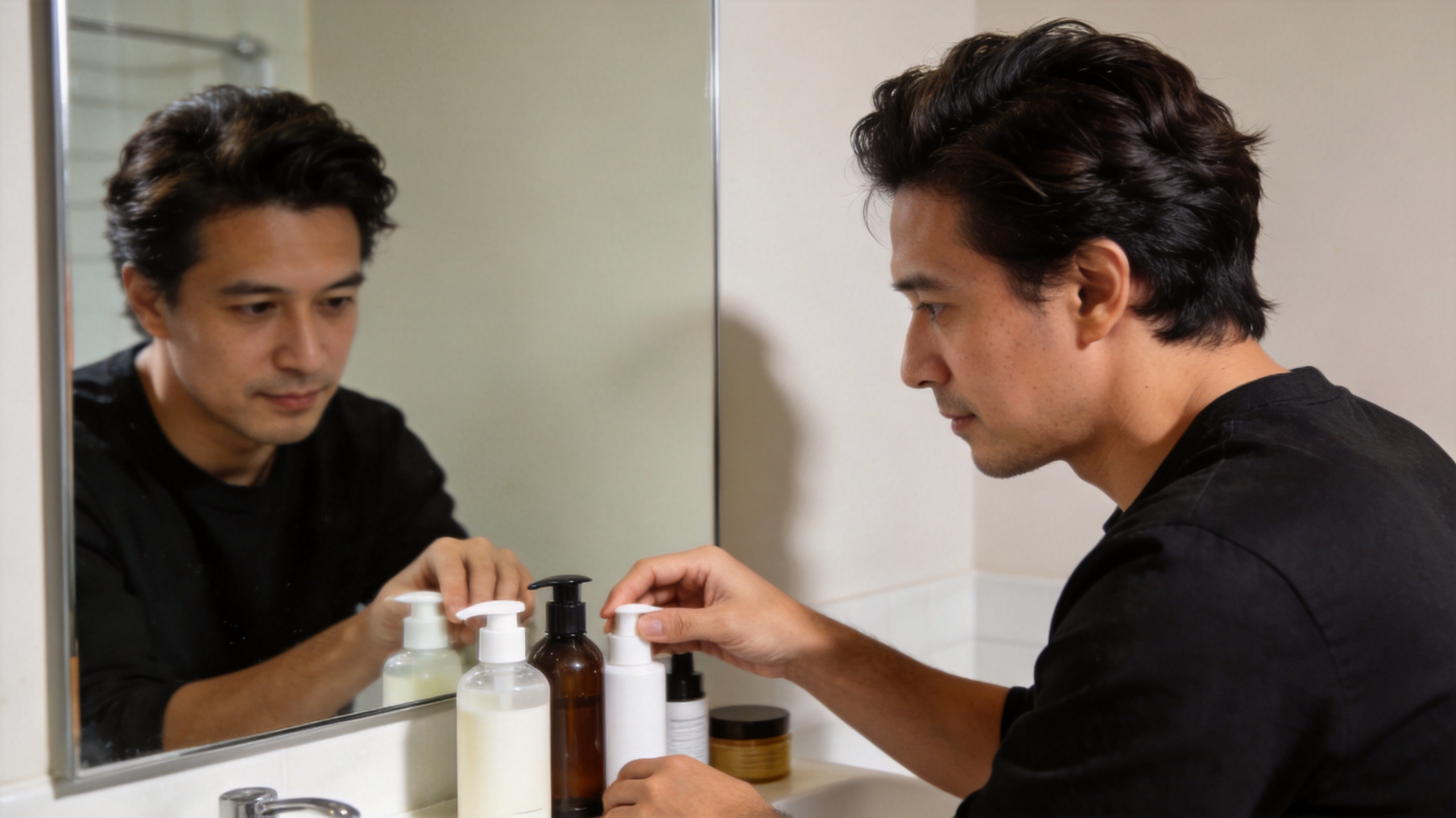 Hair thinning treatment routine with scalp-care products
