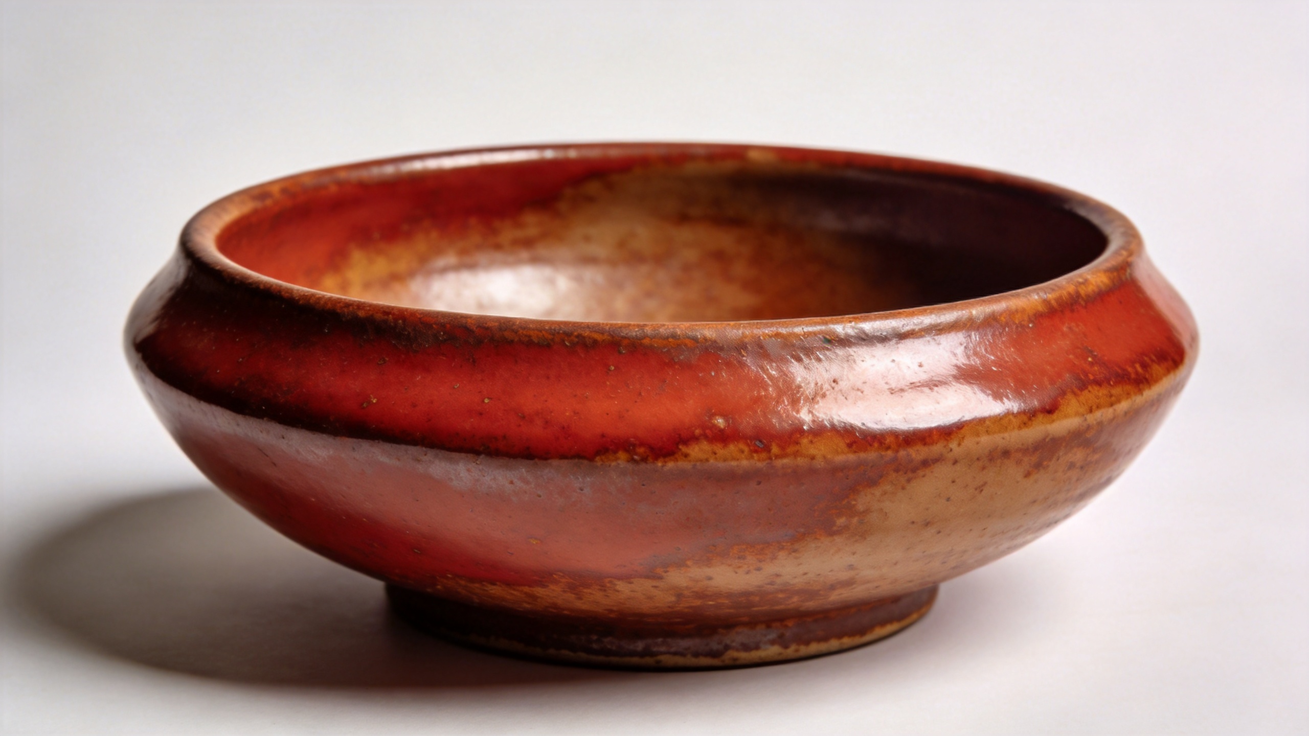 Ceramic pottery glazed with iron oxide colorants showing batch-consistent red and earthy tones