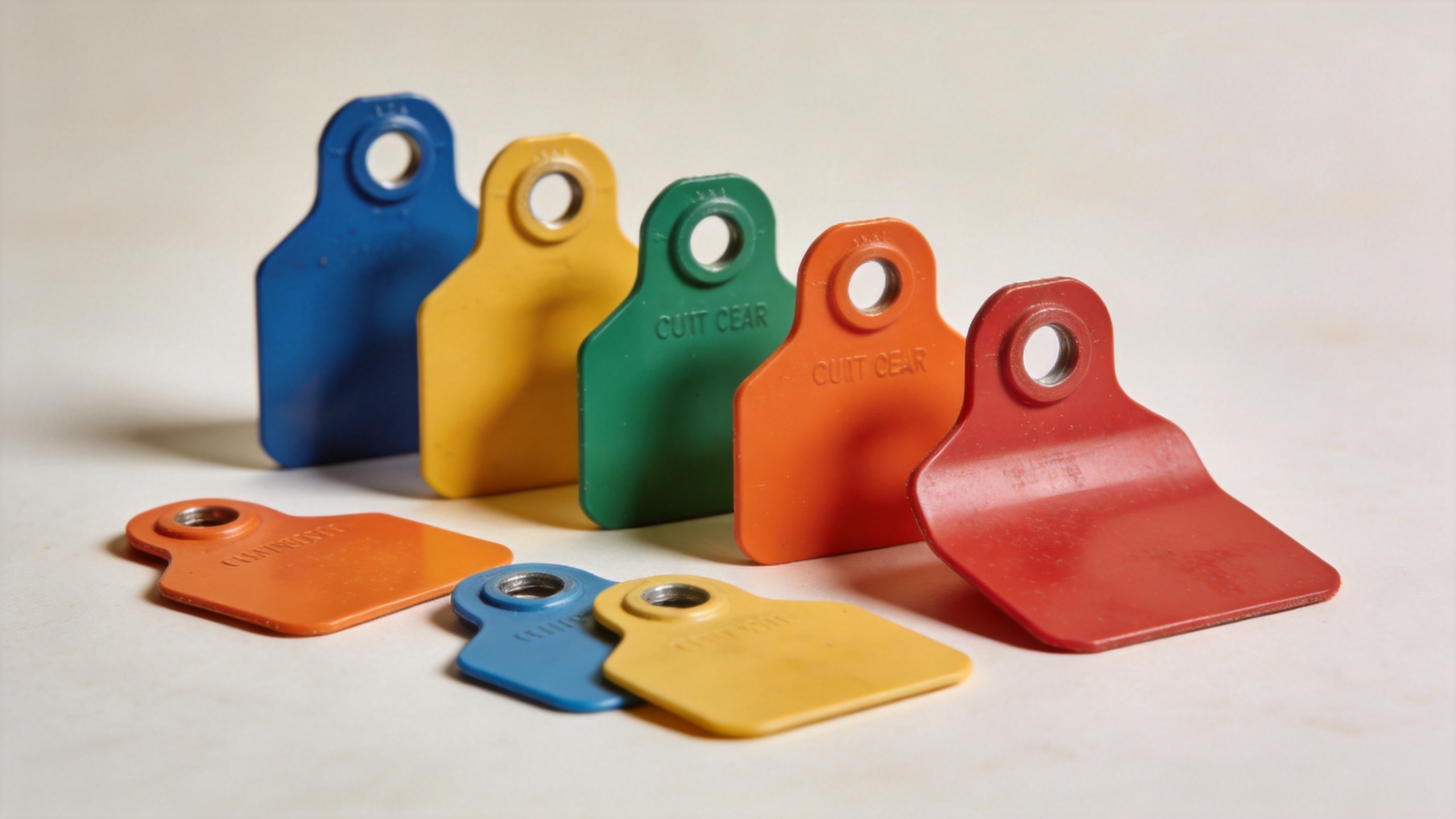 Colorful custom cattle ear tags in multiple sizes and colors for OEM livestock identification