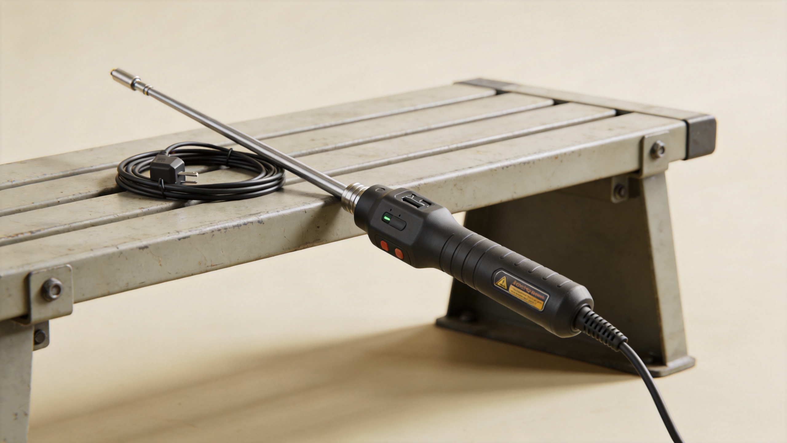 Rechargeable cattle prodder charging equipment on a clean bench