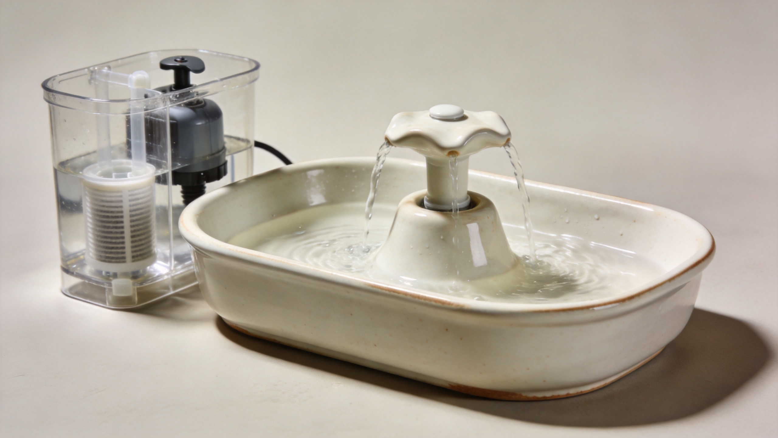Ceramic cat water fountain components for a B2B material comparison