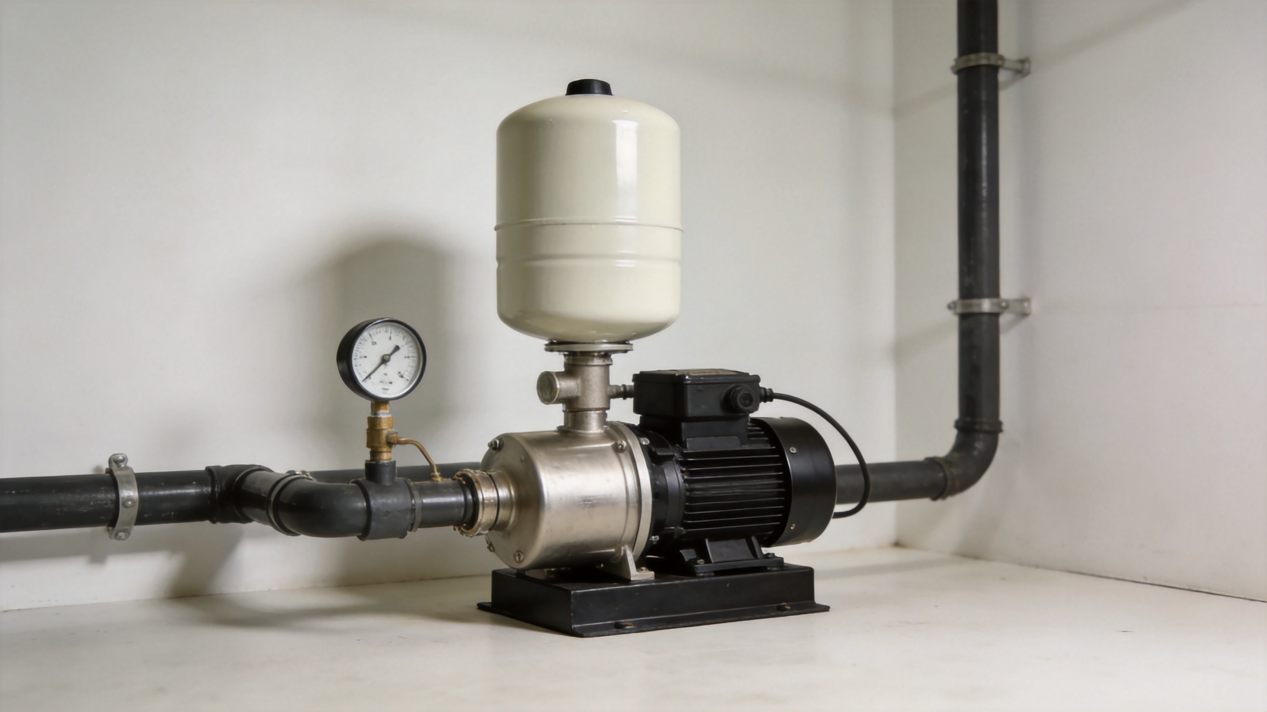 Pressure booster pump installed in a building water supply system