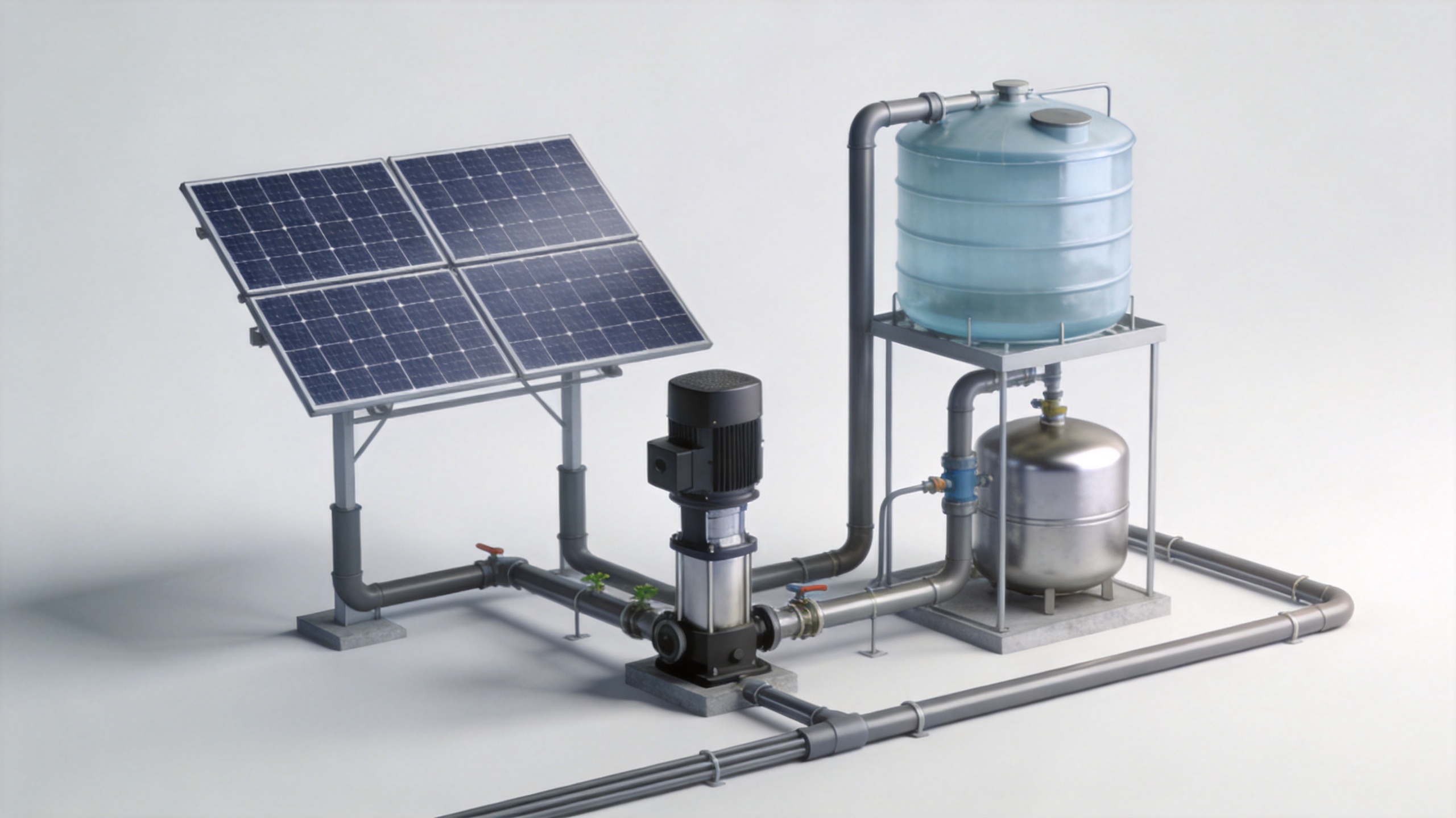 Off-grid solar agriculture pump system serving remote farm irrigation