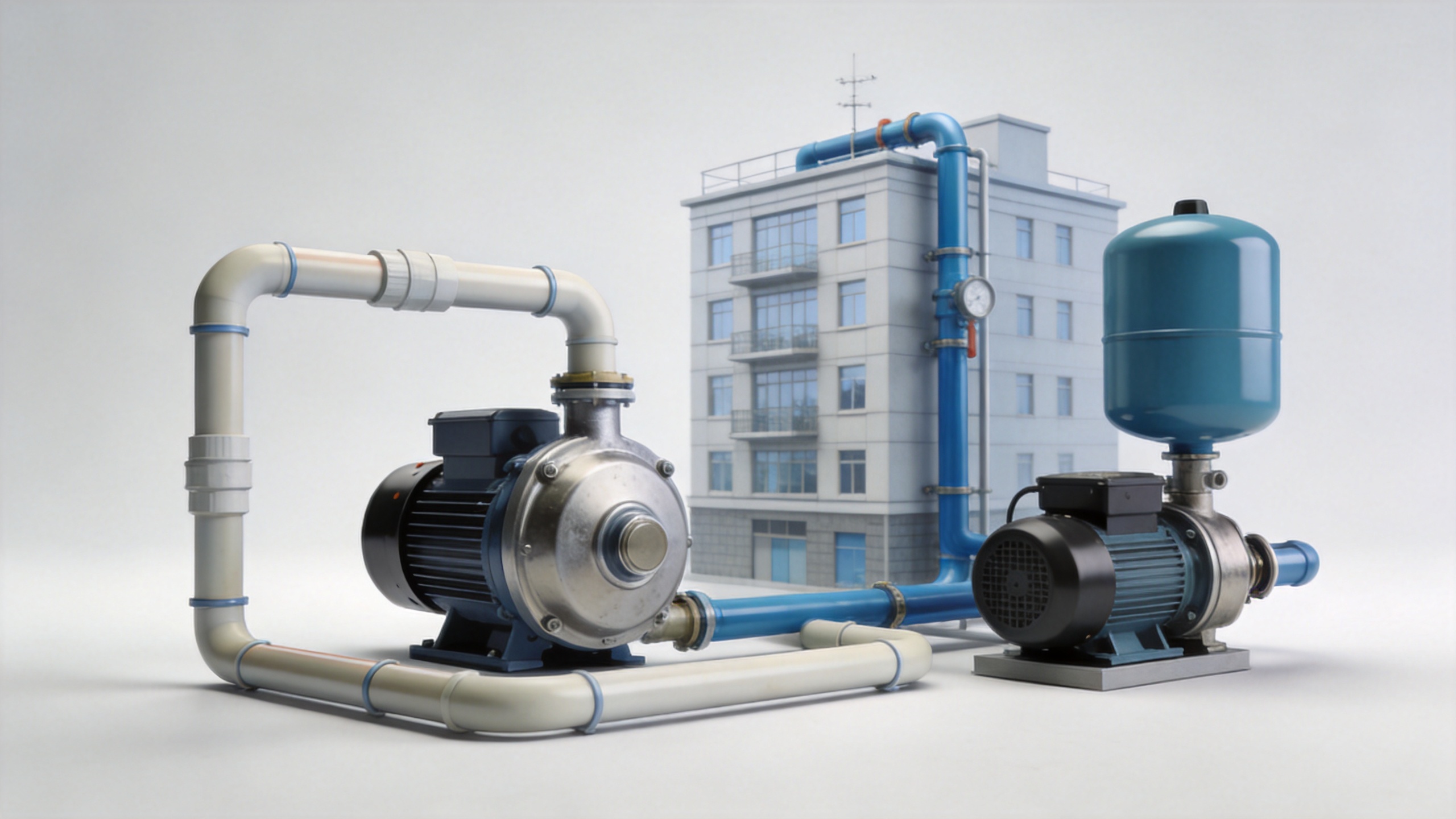 Recirculating pump and water booster pump applications in a building water system