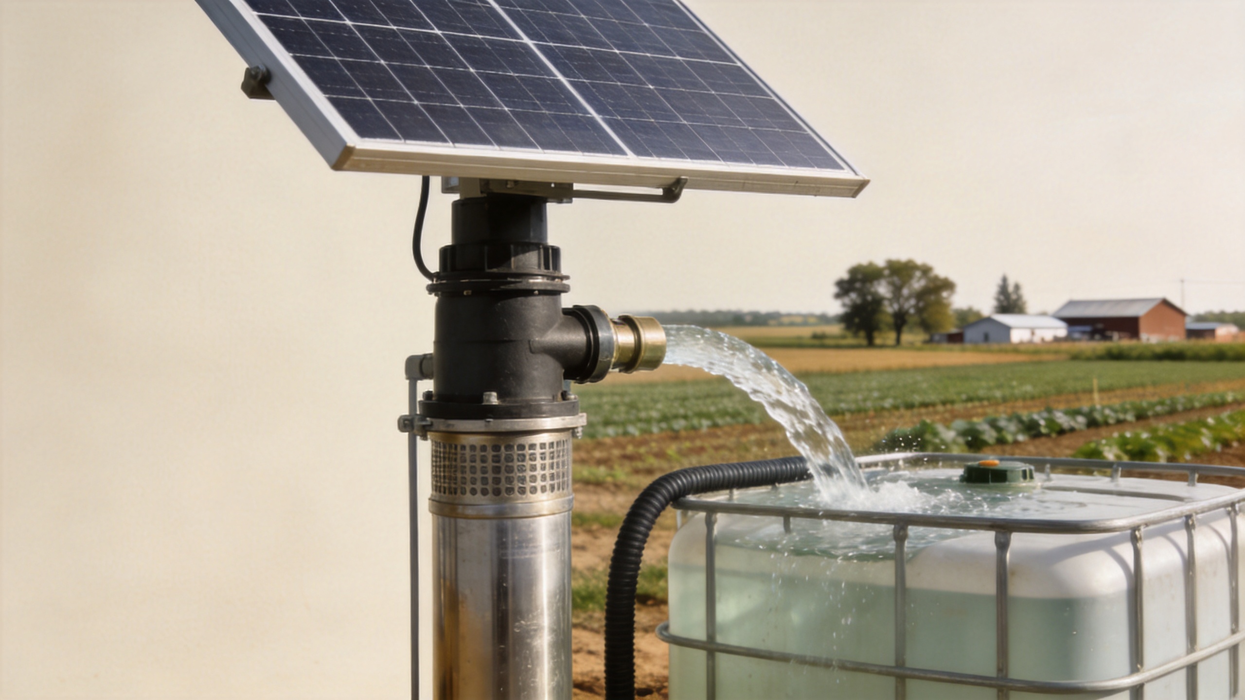 Solar panels for borehole pumps supplying a farm irrigation storage tank