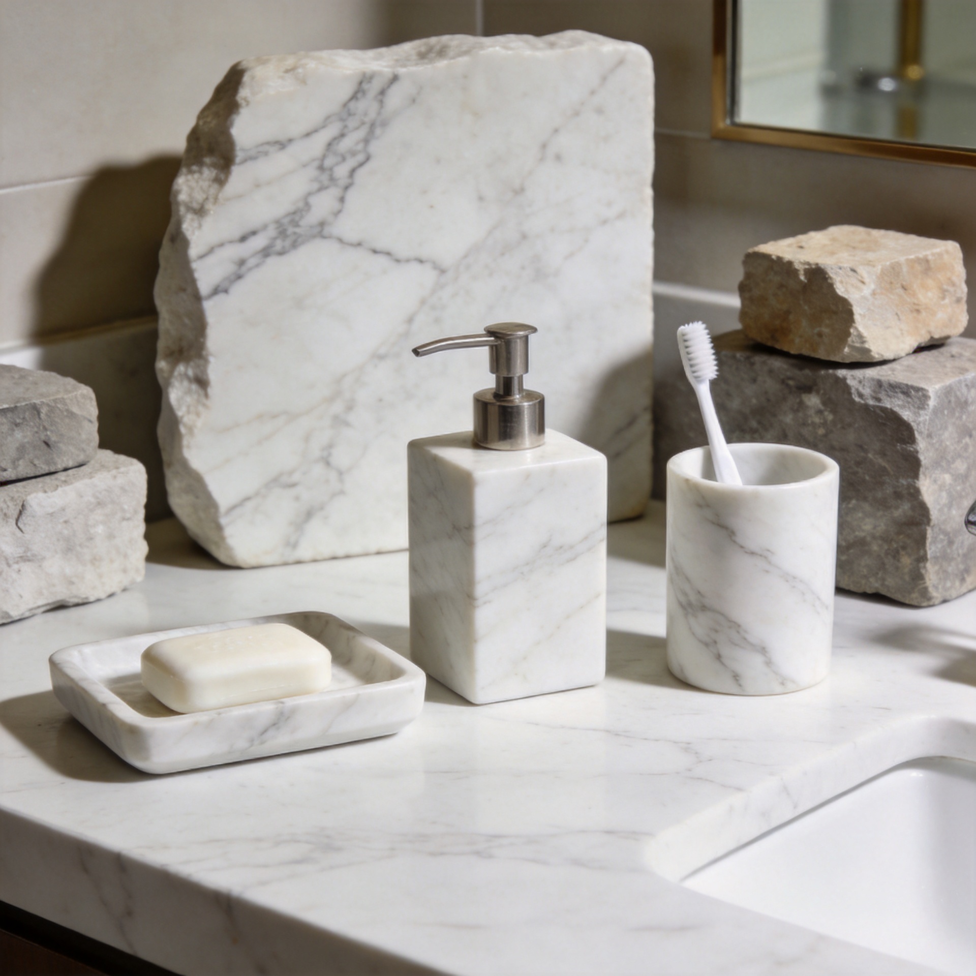 Vifaa vya Bafu vya Carrara Marble kwa Uundaji wa Hotel ya Kipekee