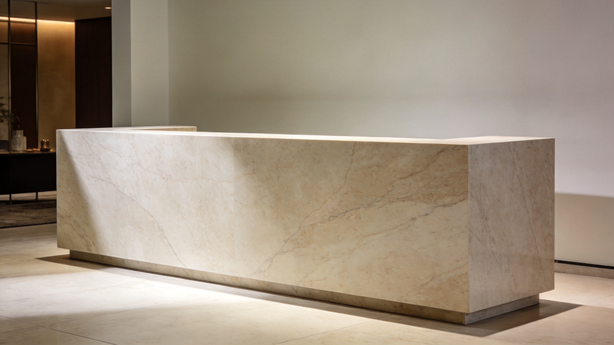 Natural stone countertops in a commercial interior