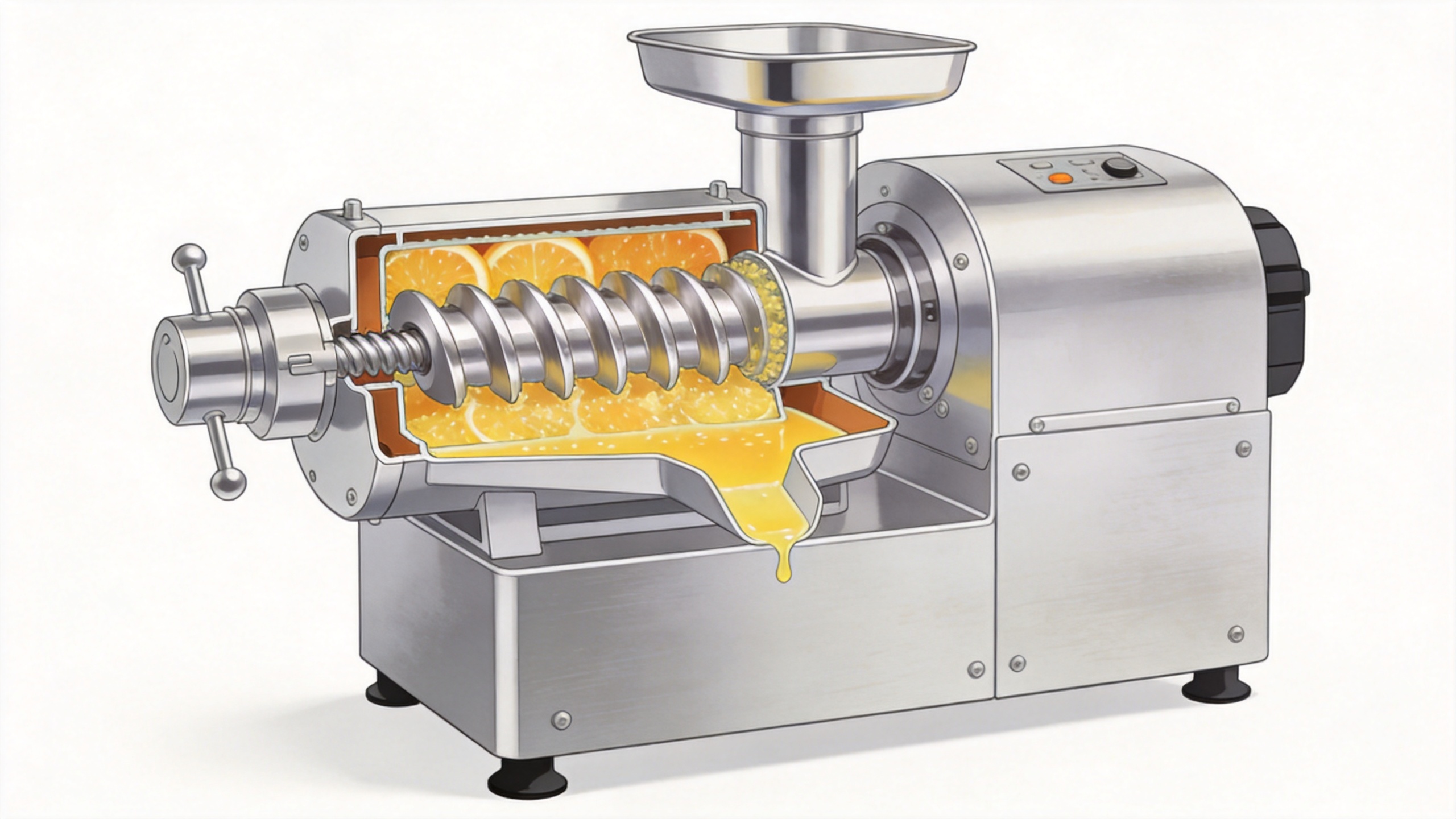 screw auger type orange juicer machine stainless steel continuous feed juice extractor