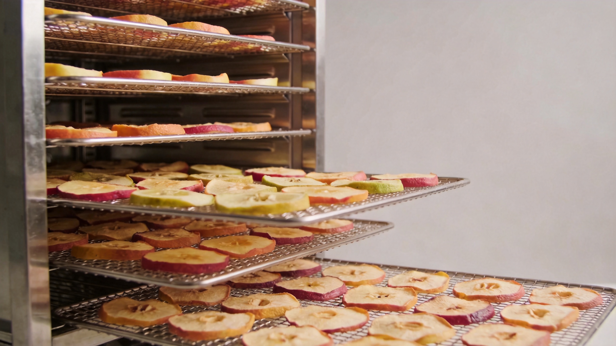 Industrial food dryer with stainless steel trays for fruit and vegetable dehydration