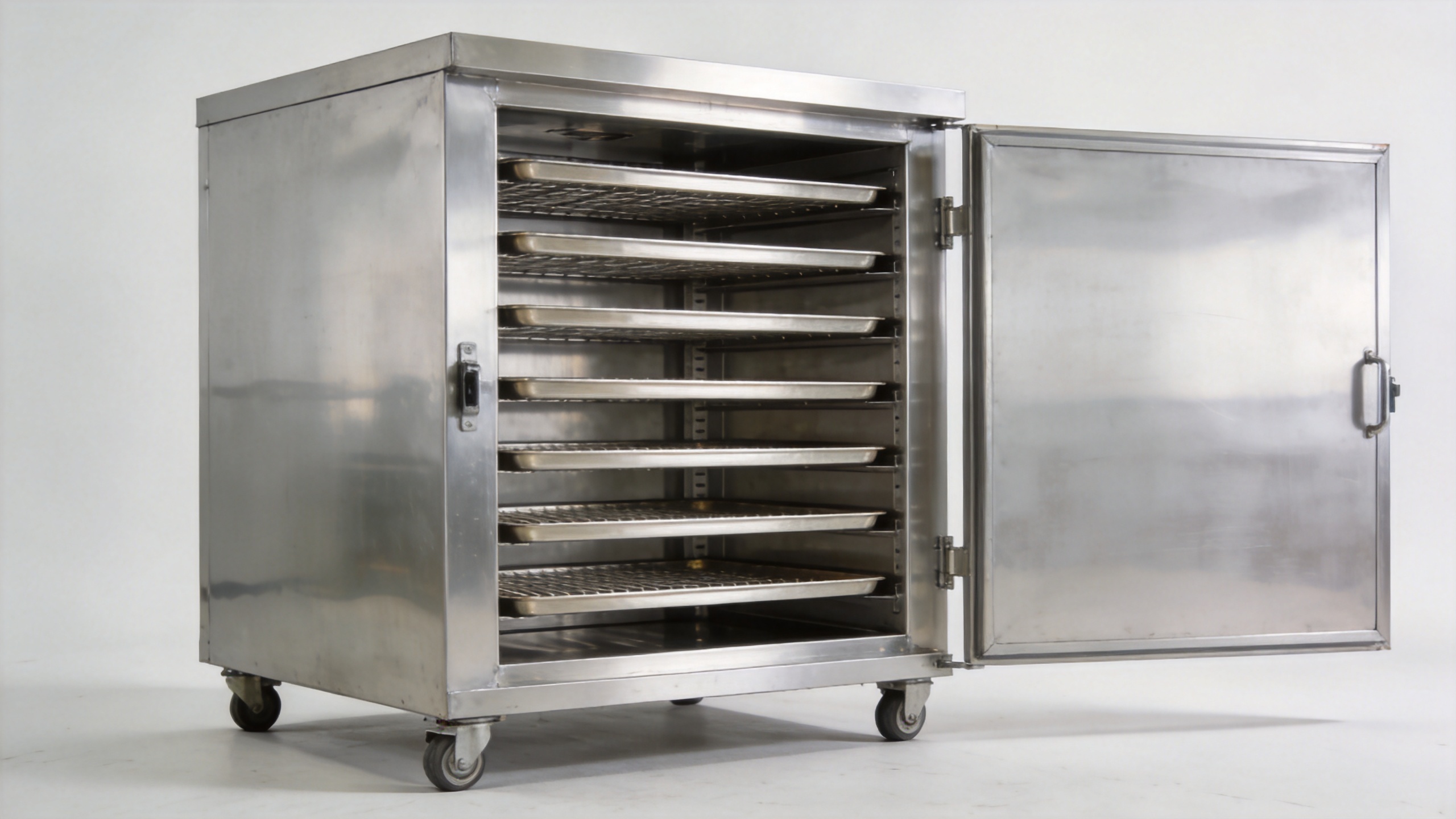 Industrial dehydrator machine with tray racks for food drying