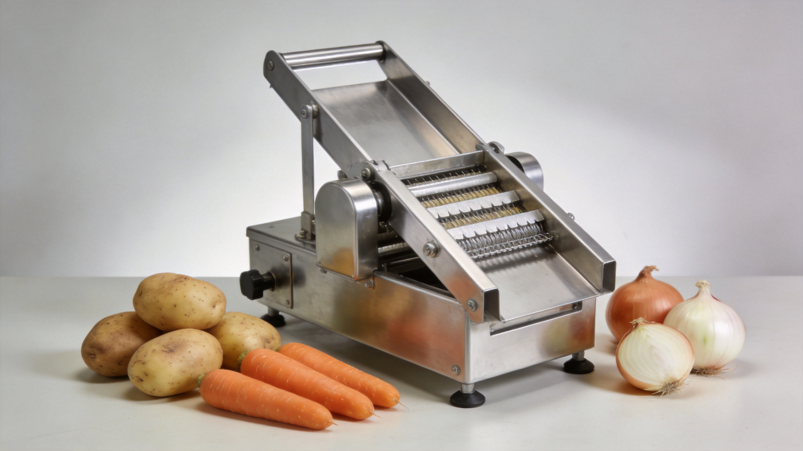 Commercial electric vegetable cutter machine with vegetables