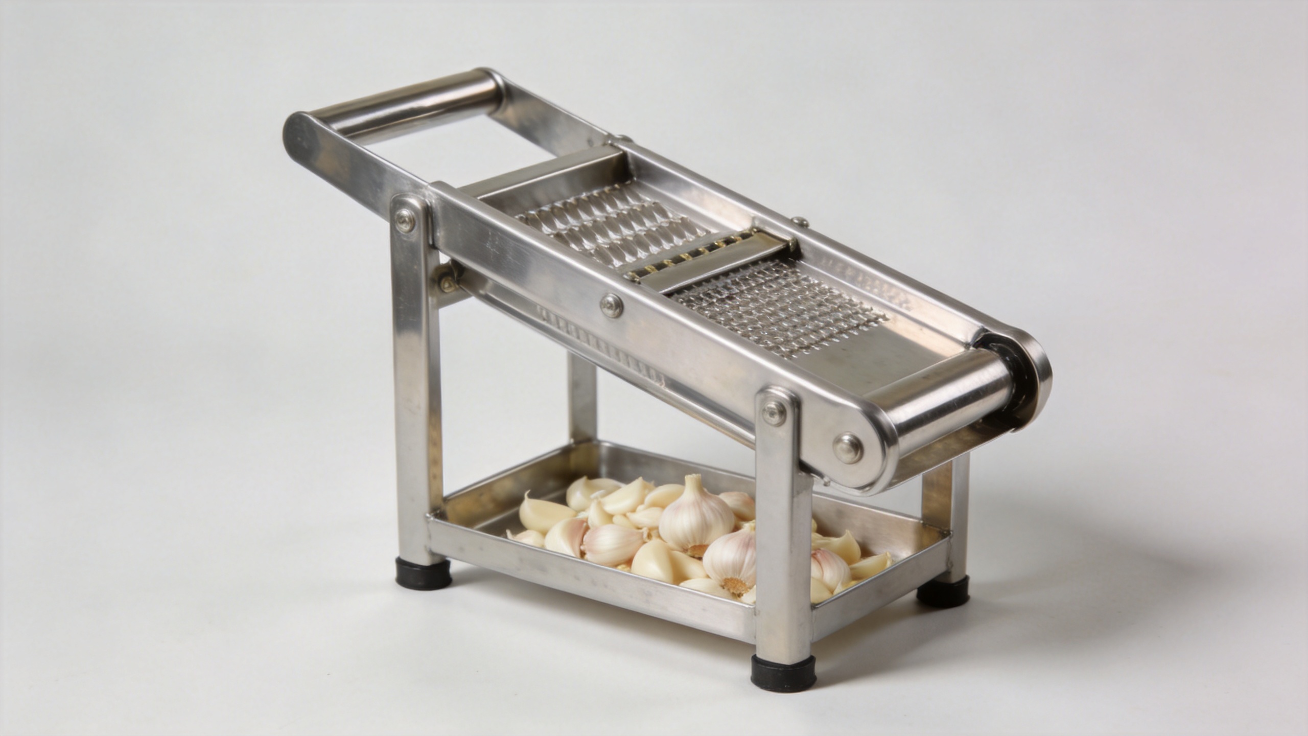 Commercial garlic peeling machine in a food processing setting