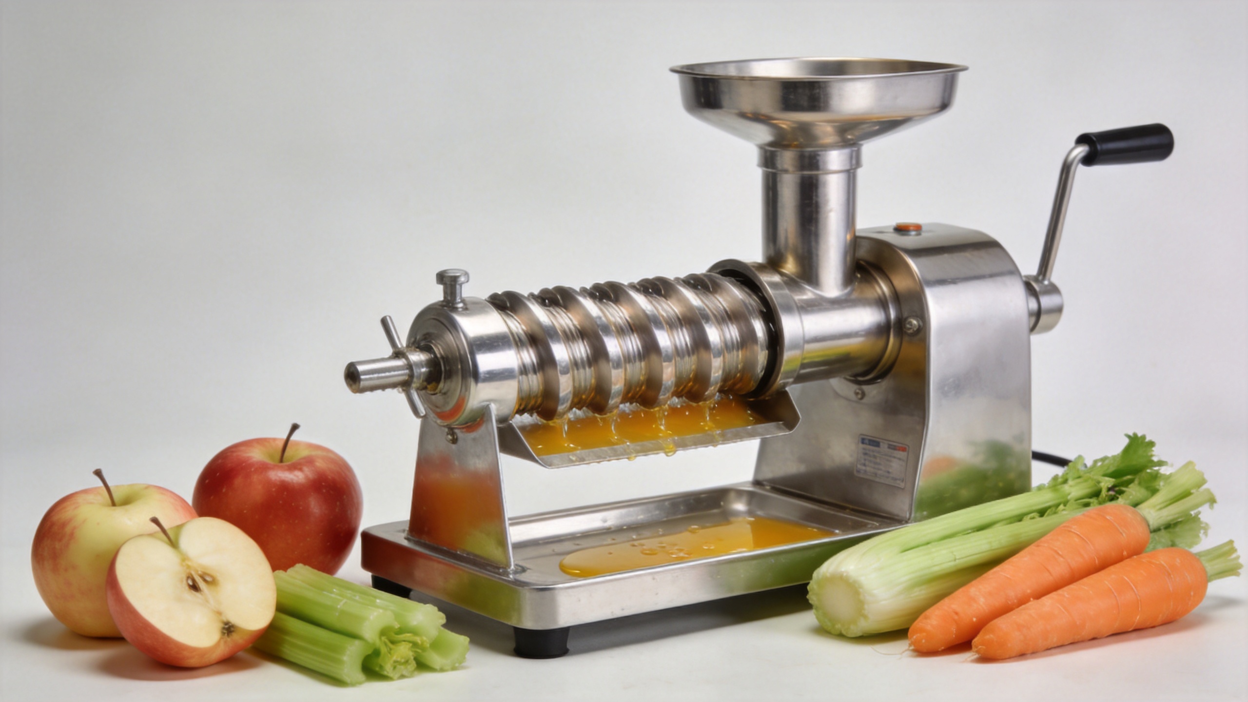 Commercial cold pressed juicer line for fruit and vegetable processing