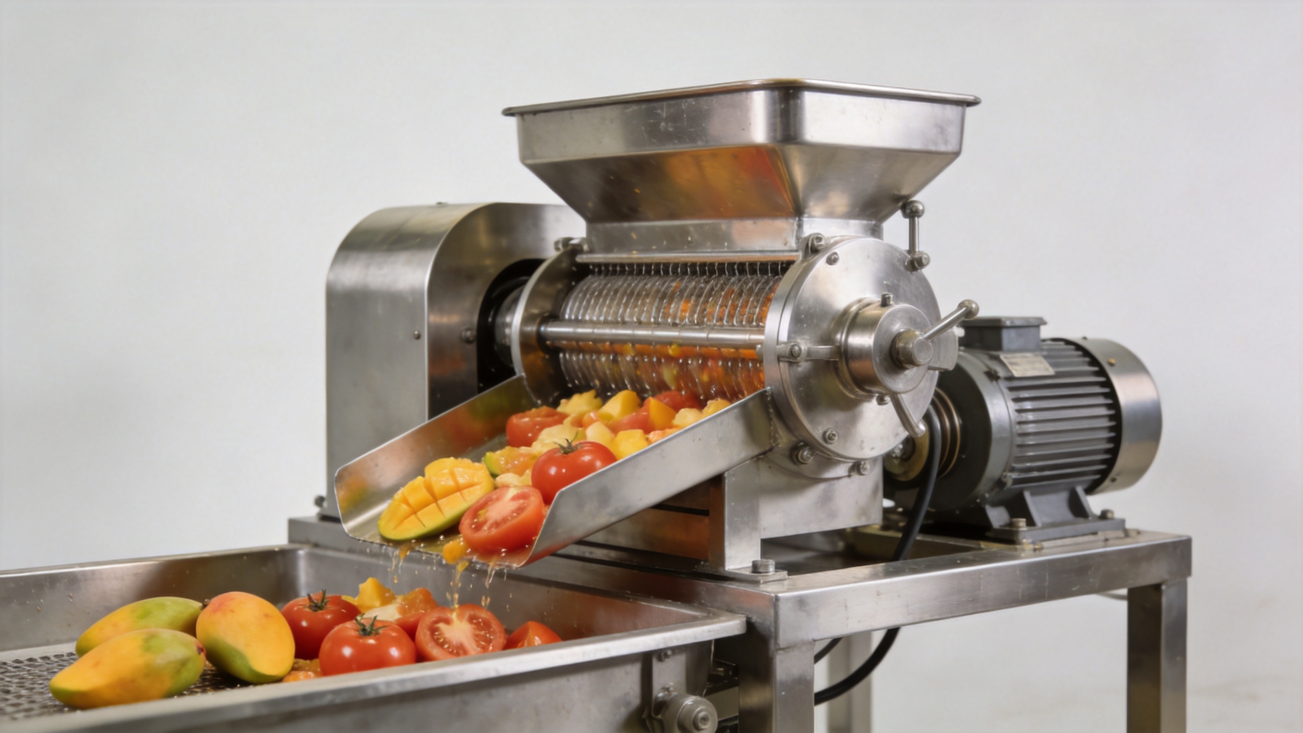Fruit pulper in a food processing line