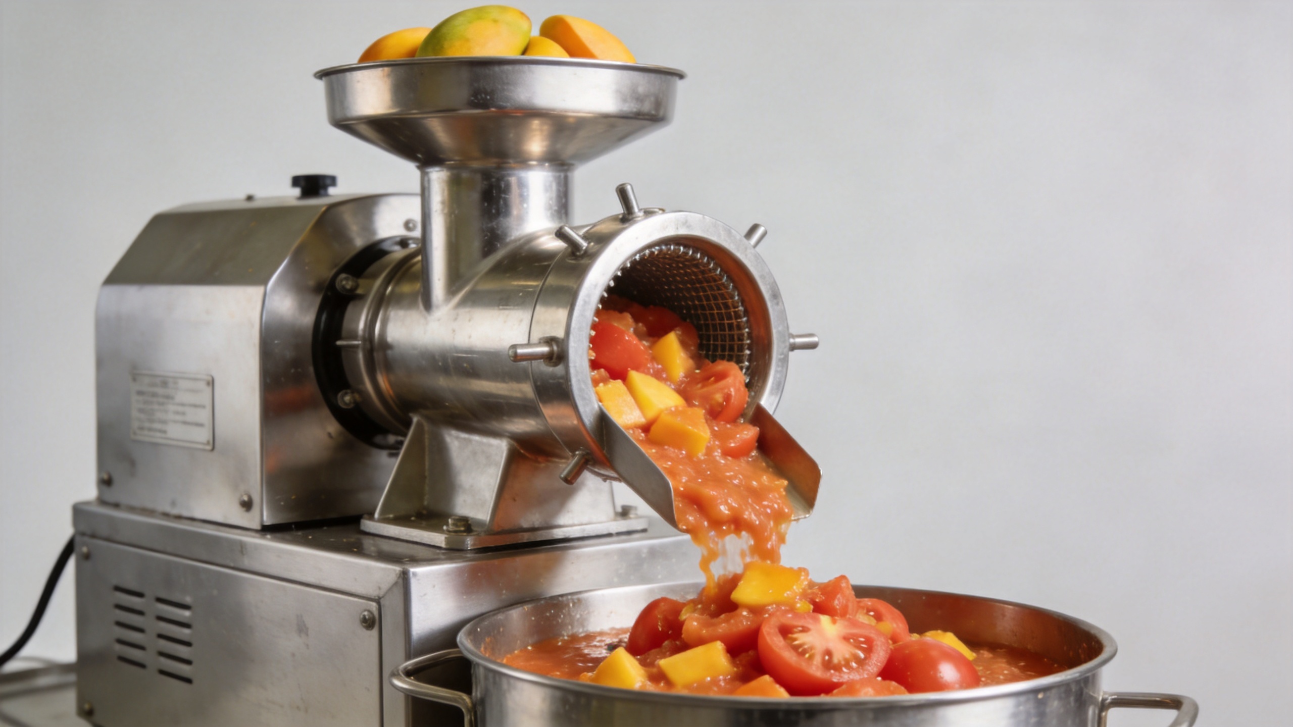 Juice extraction equipment with a fruit pulper in an industrial processing line