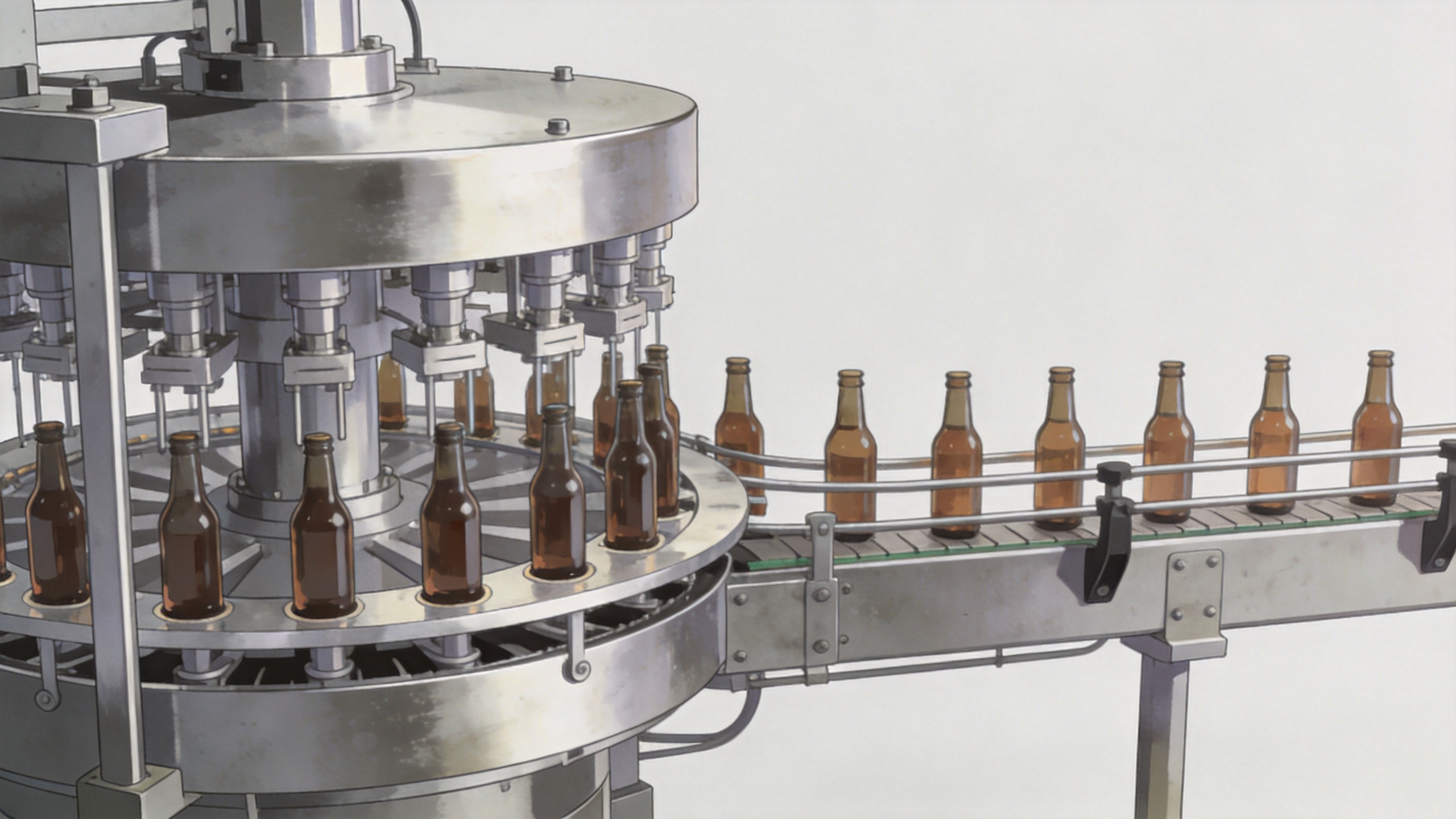 Rotary bottle filling machine for sustained liquid packaging production