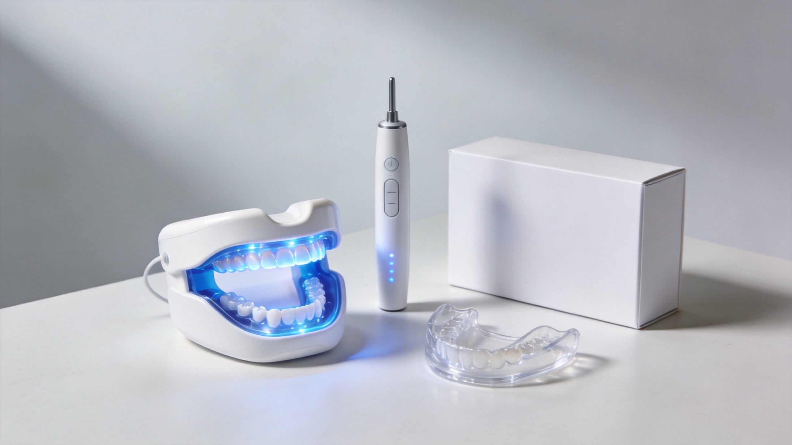 Unbranded LED teeth light whitening kit with private-label packaging