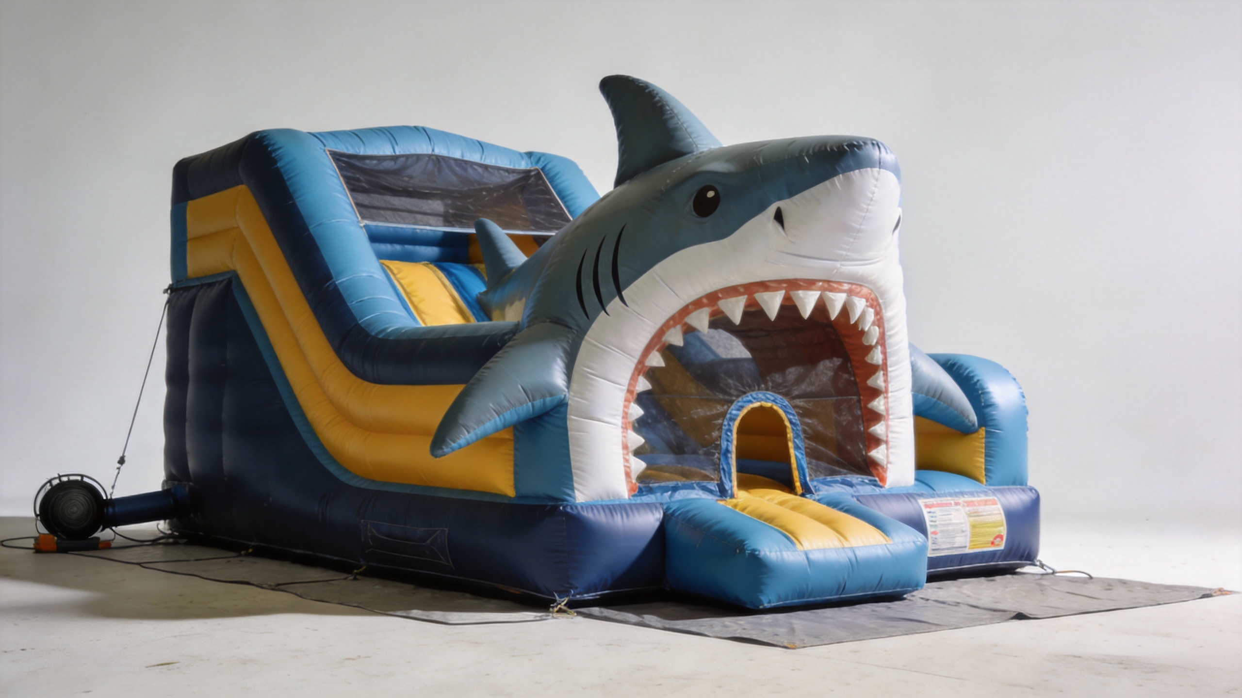 Commercial bouncy slide with themed bounce-house entrance