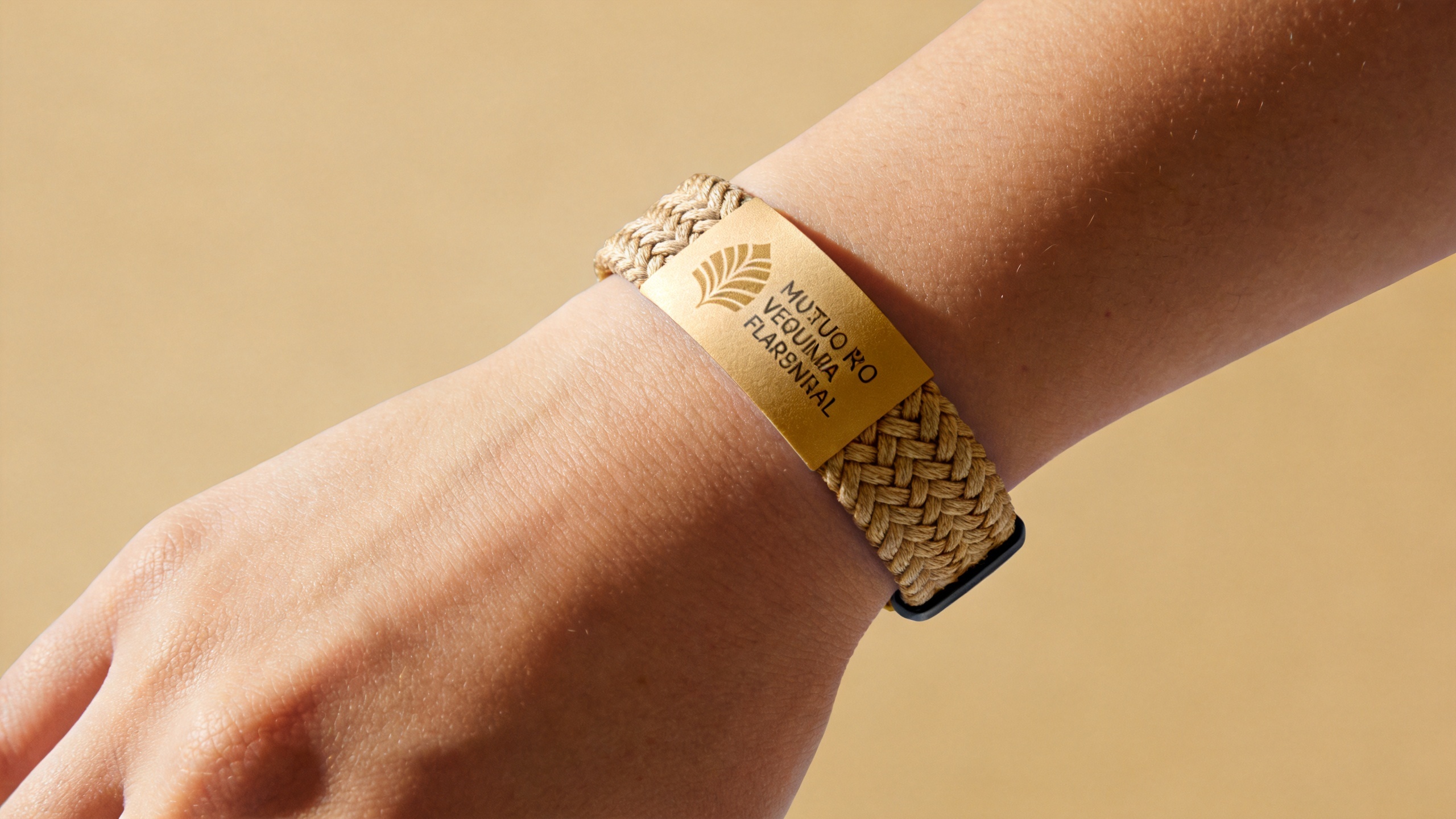 woven custom RFID wristband worn at formal banquet event showing premium fabric texture