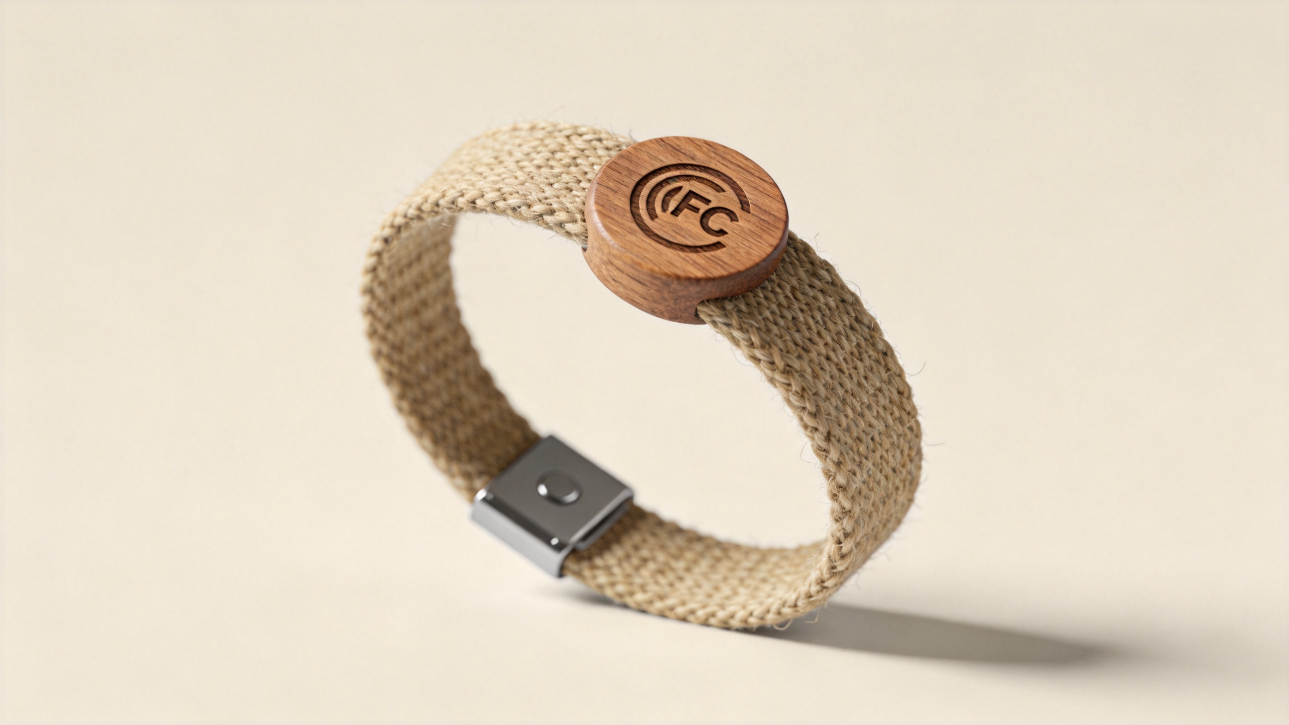 Eco friendly NFC chip bracelet with a wooden RFID tag for event access