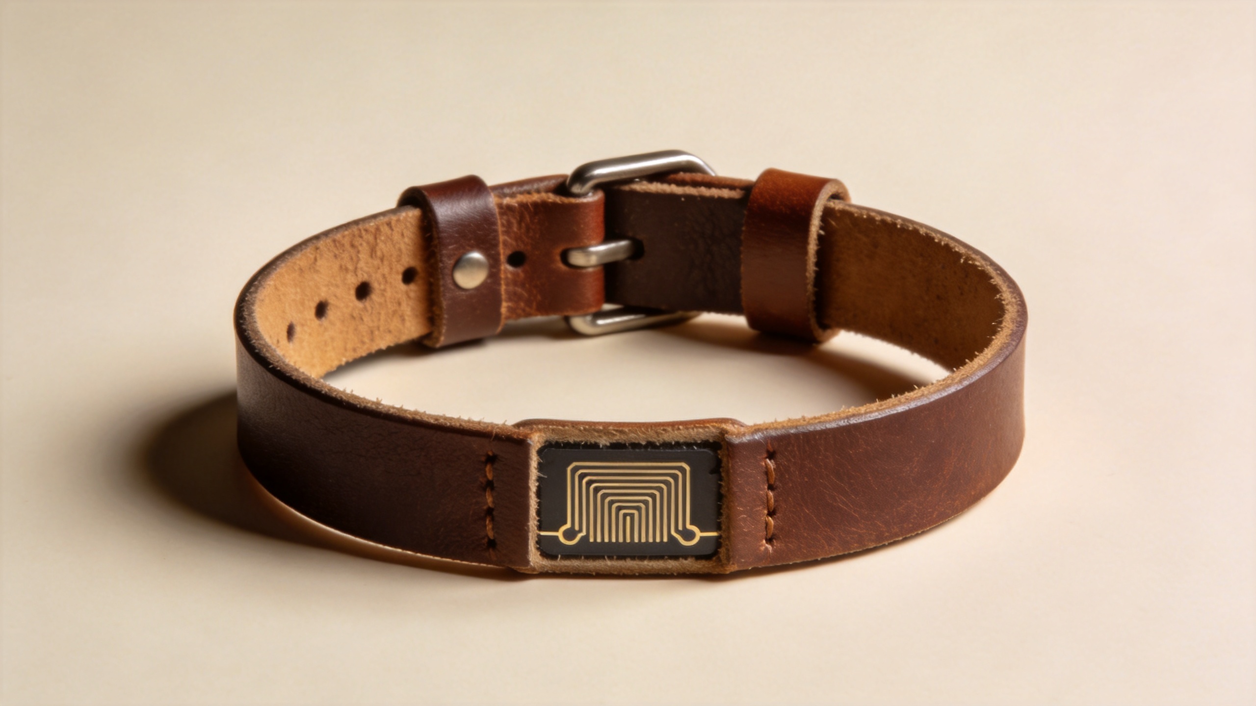 Custom programmable RFID leather wristband construction detail