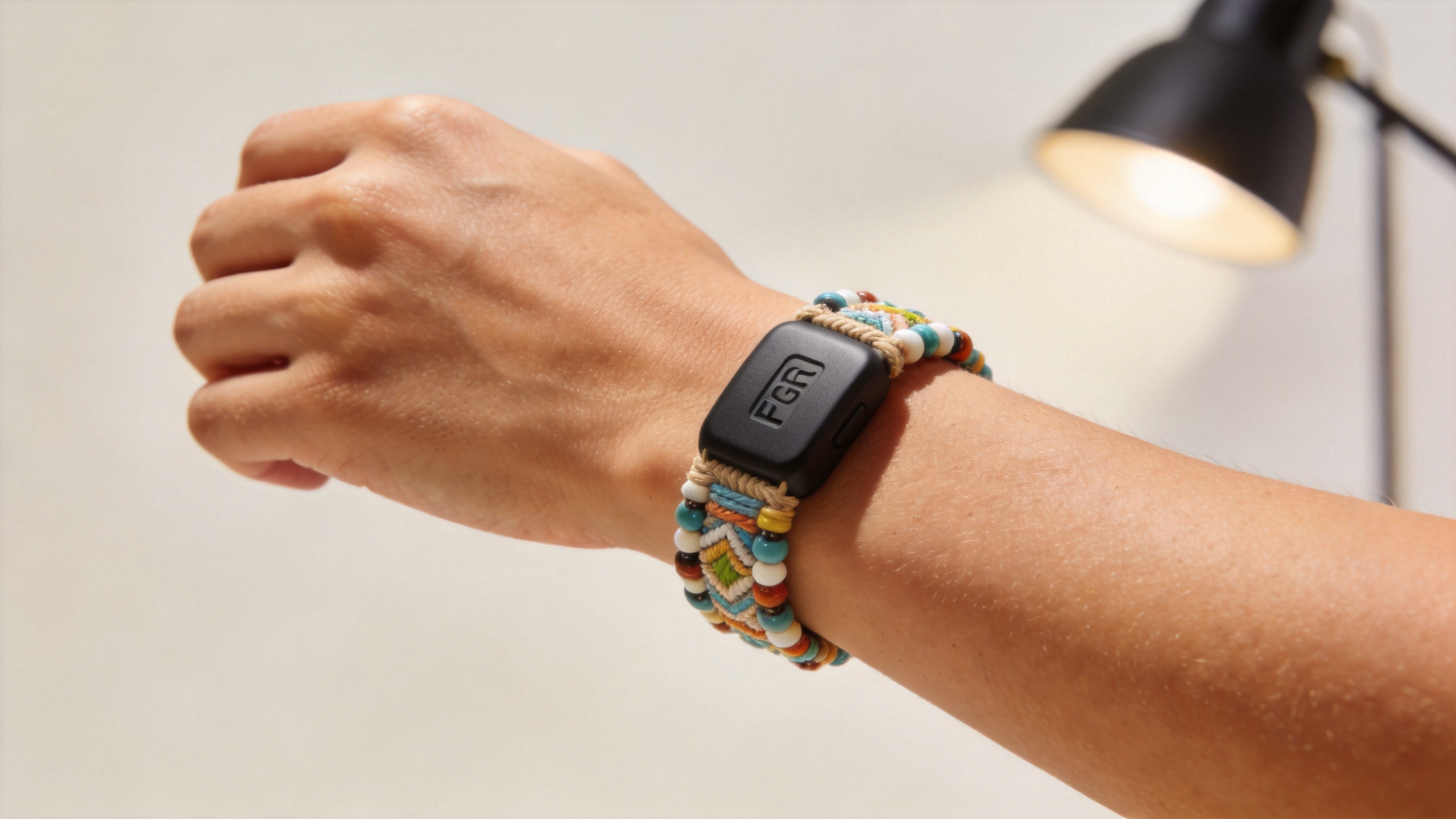 Beaded RFID wristband used as a fashionable resort access credential