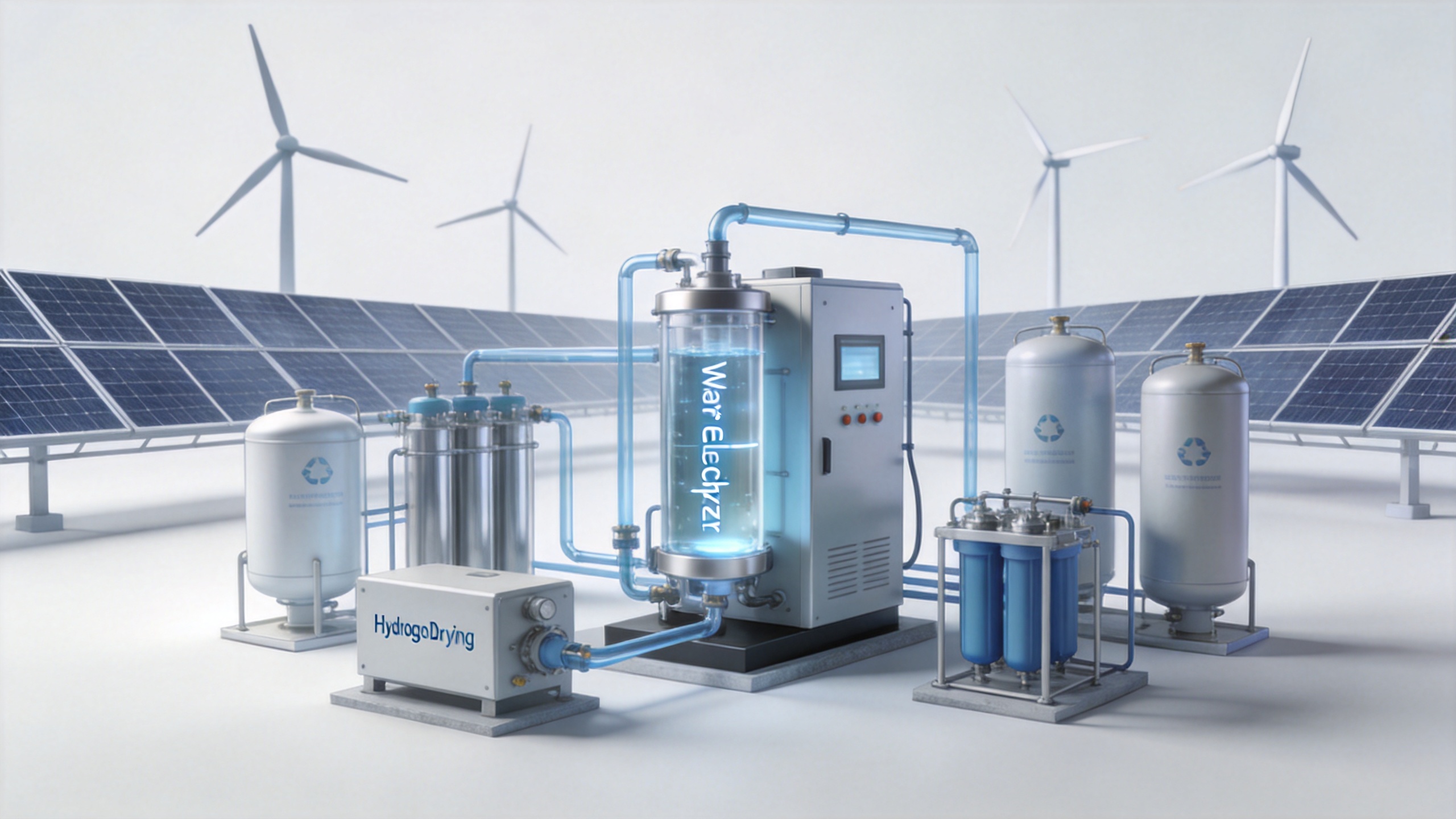 Green hydrogen production process with renewable power and electrolyzer