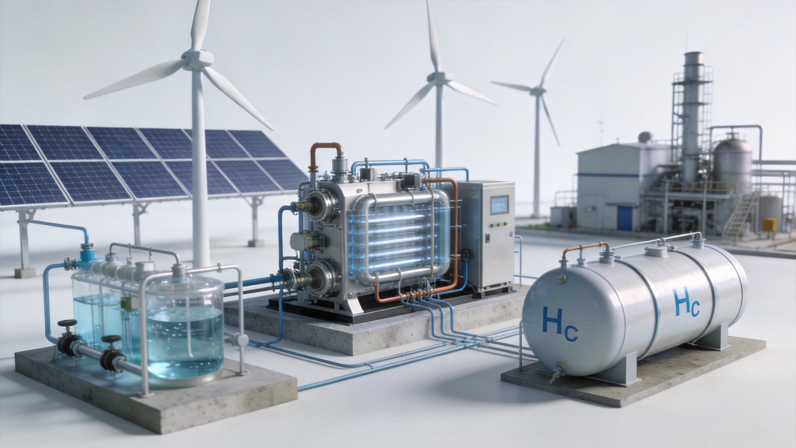 Green hydrogen generation system with AEM electrolysis and renewable power