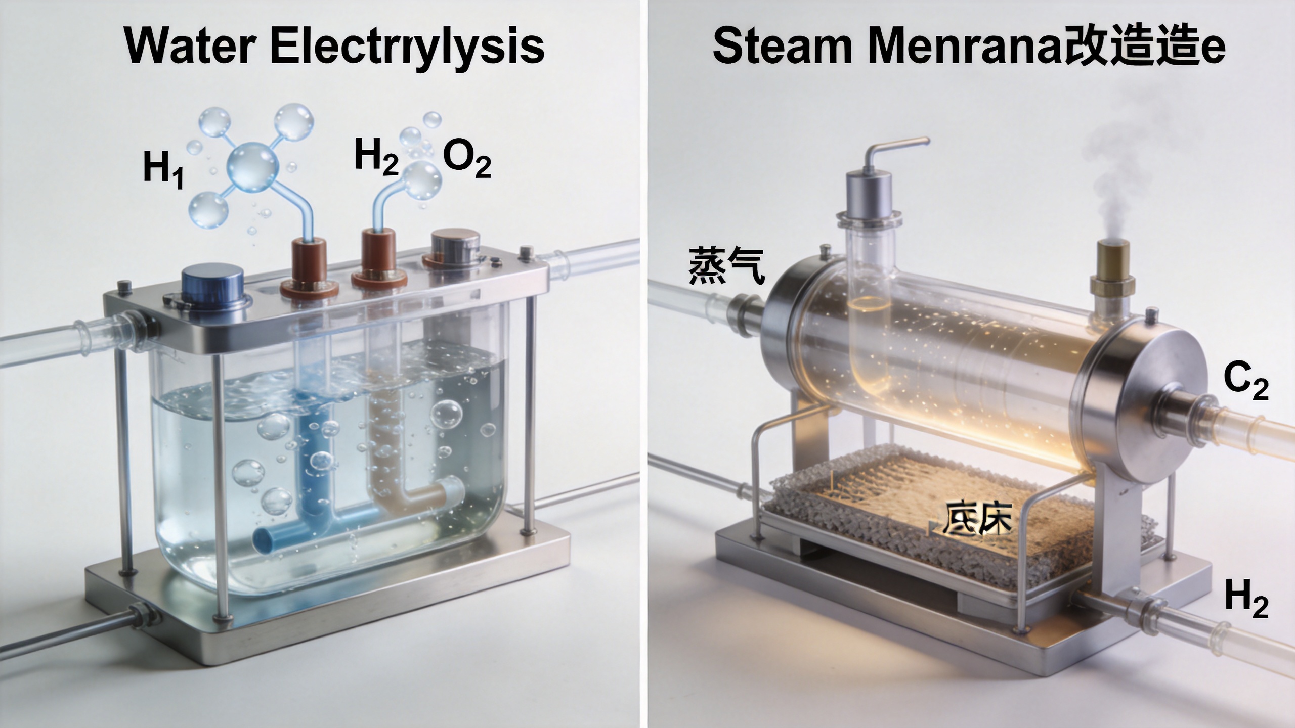 Industrial hydrogen gas production routes for electrolysis and reforming