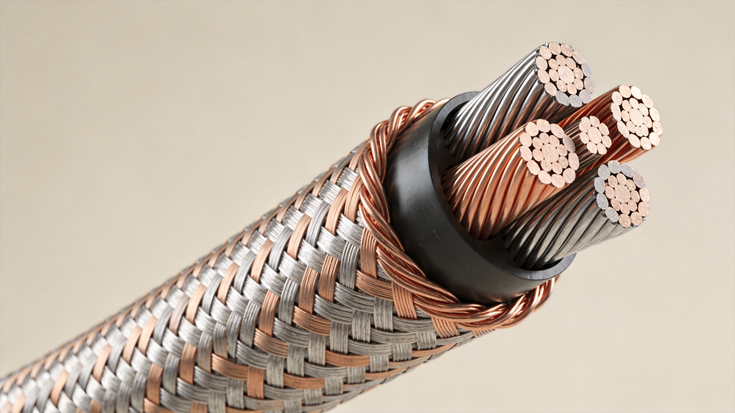 Braided copper clad aluminum wire forming a cable shield layer