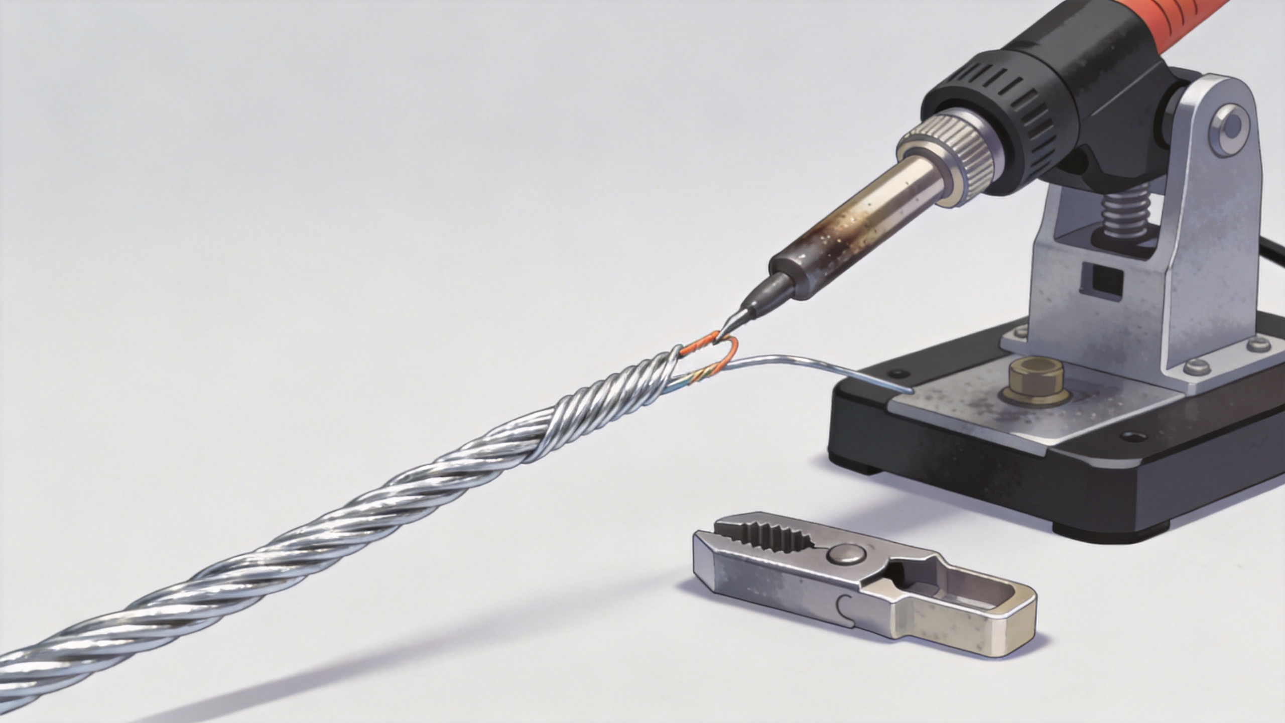 Tinned stranded aluminum alloy wire prepared for cable assembly termination