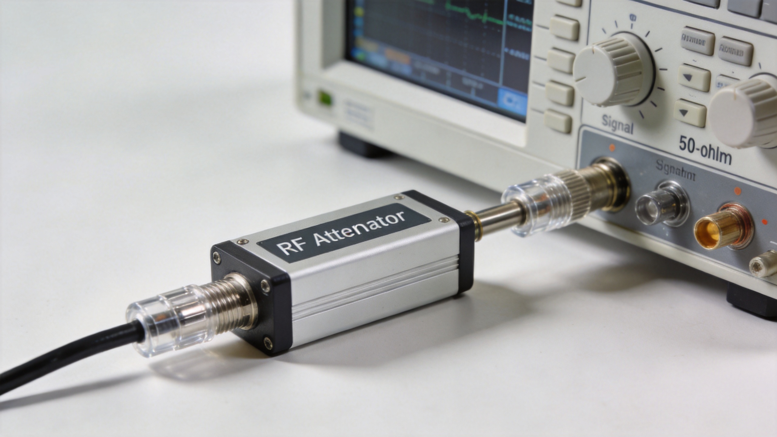 RF attenuator pad in a coaxial signal chain