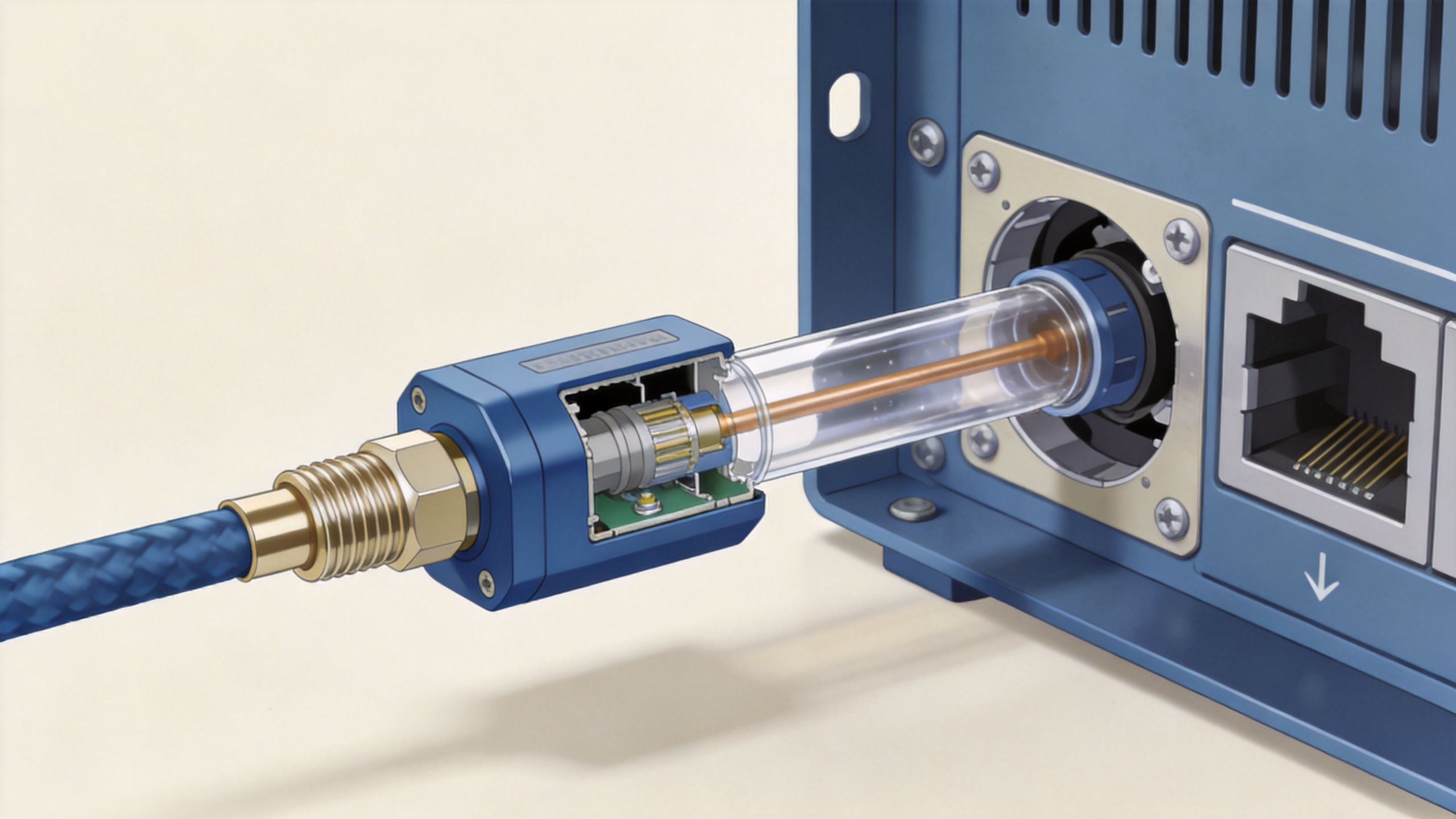 GDT surge protection device in a grounded RF coaxial signal path