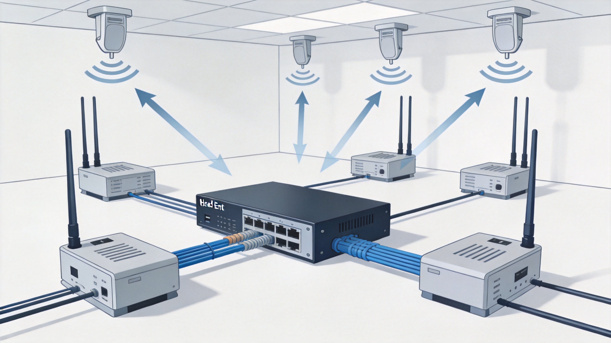 Indoor DAS architecture with distributed antennas