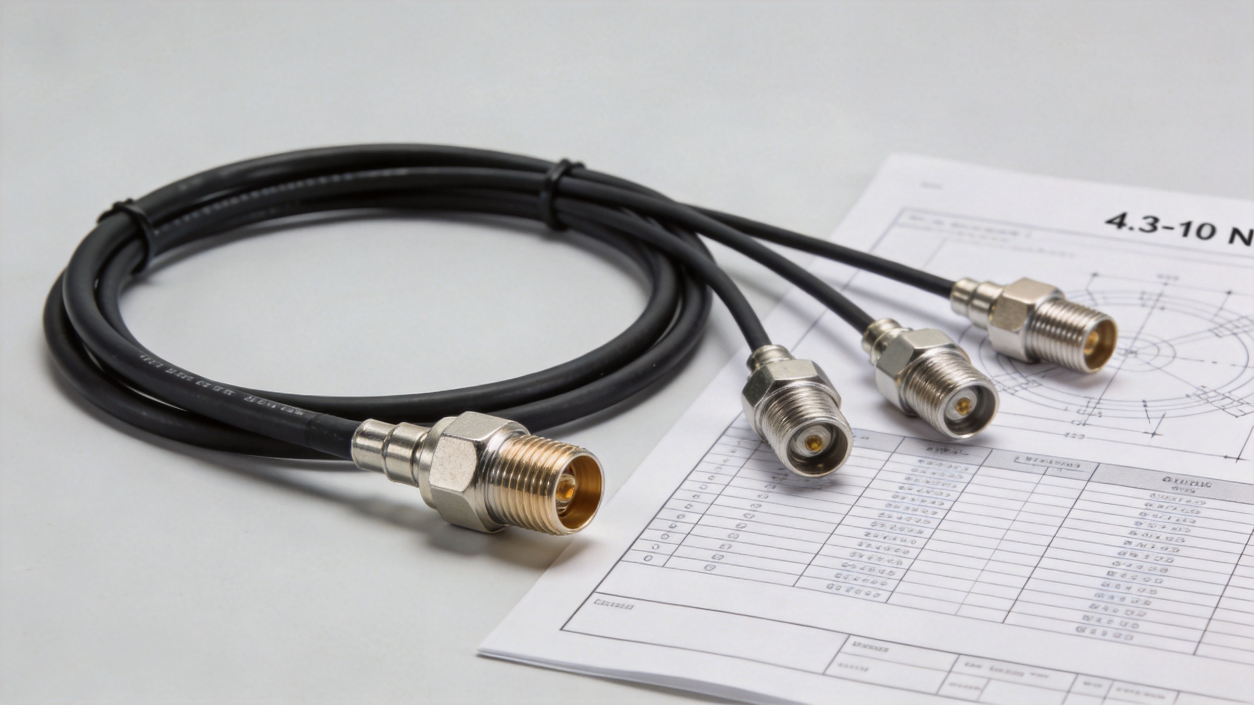 Custom RF cable assembly with RF coaxial connectors for an engineering RFQ