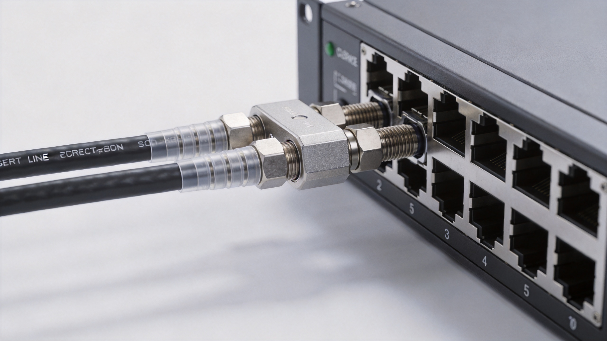Coaxial cable coupler installed between compatible RF cable assemblies