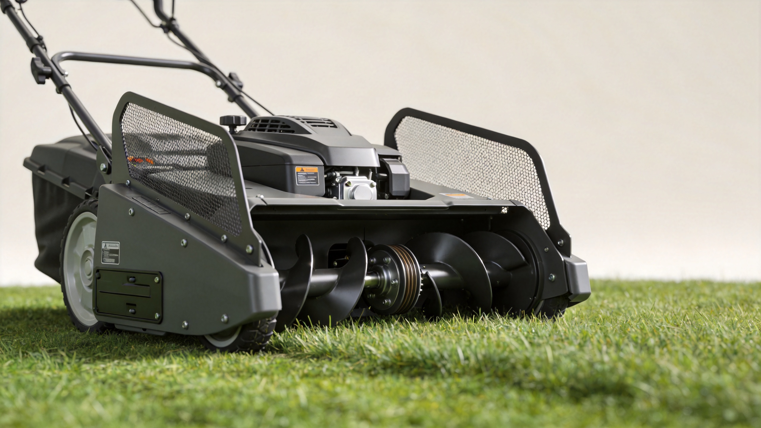 Premium lawn mower cutting deck and protected service components