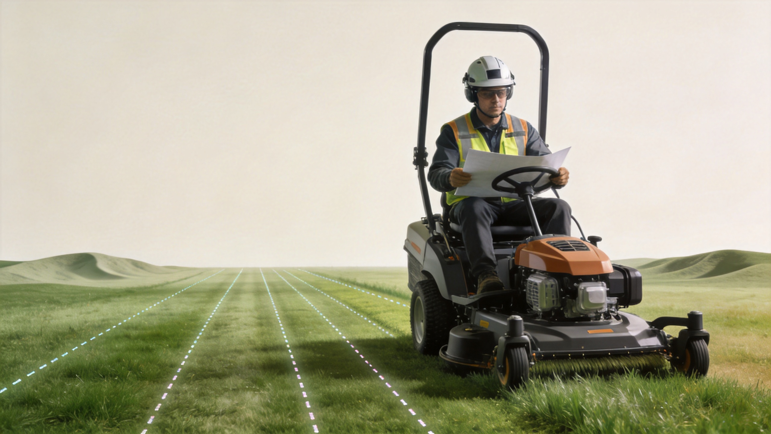 Lawn mower route planning for working efficiency