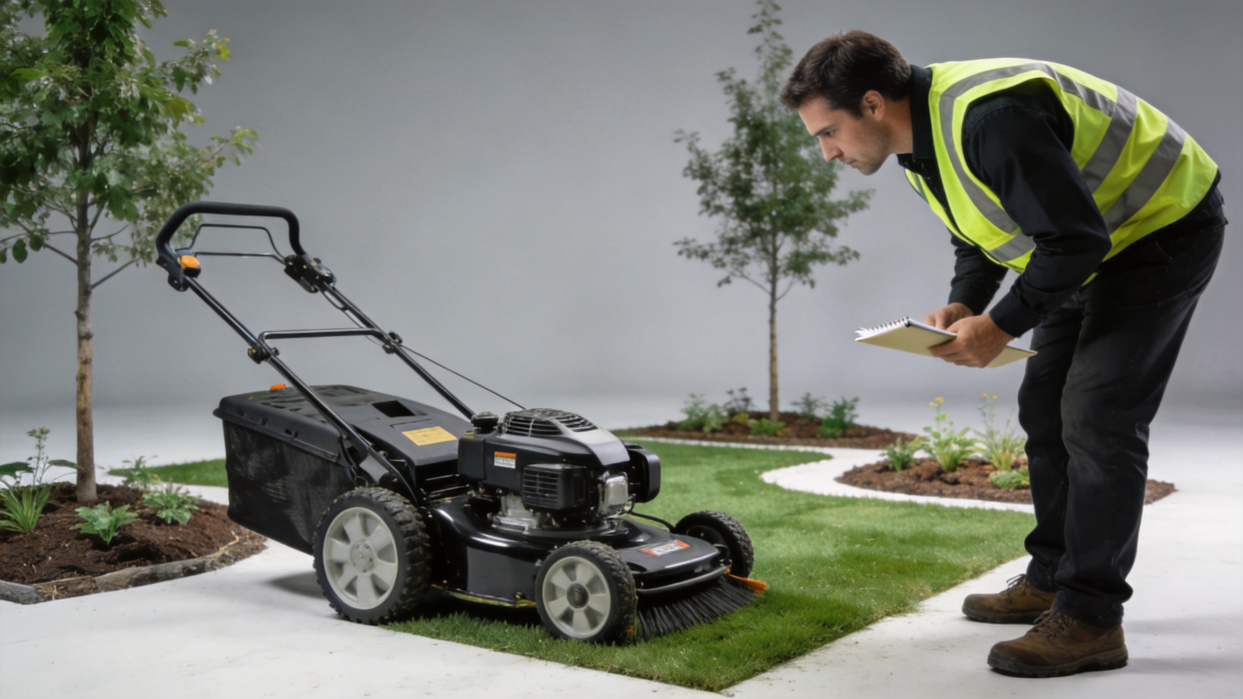 Precision lawn mower route planning on a landscape lawn