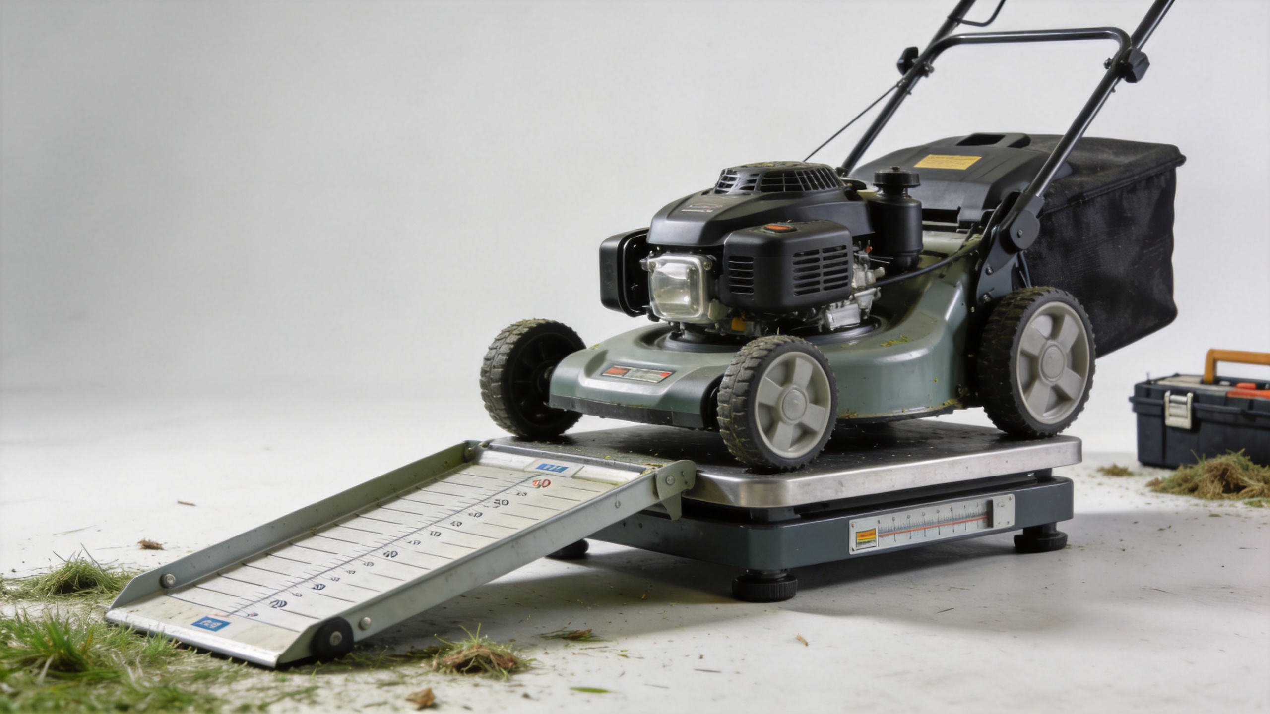 Portable lawn mower weight and loading illustration