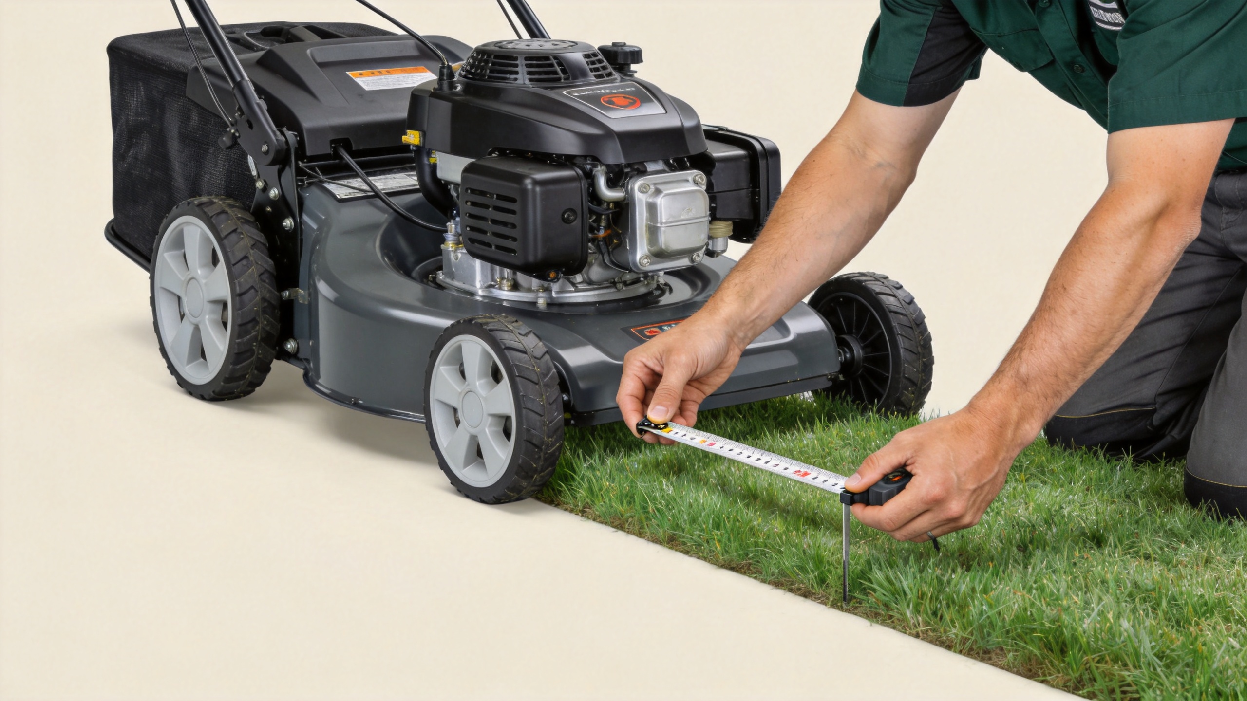 Lawn mower performance evaluation showing cut-height and area-output checks
