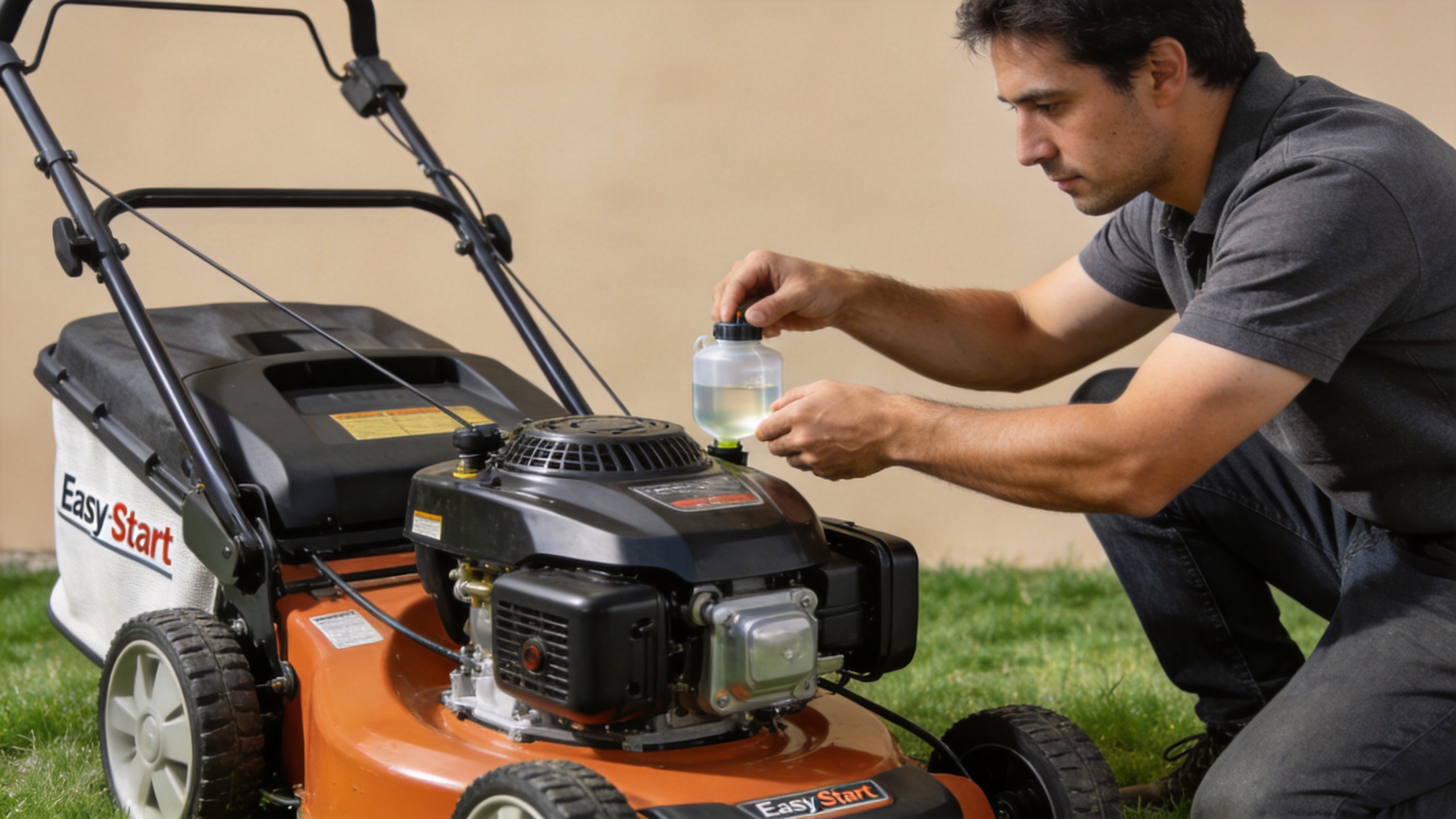 Easy start lawn mower pre-start inspection
