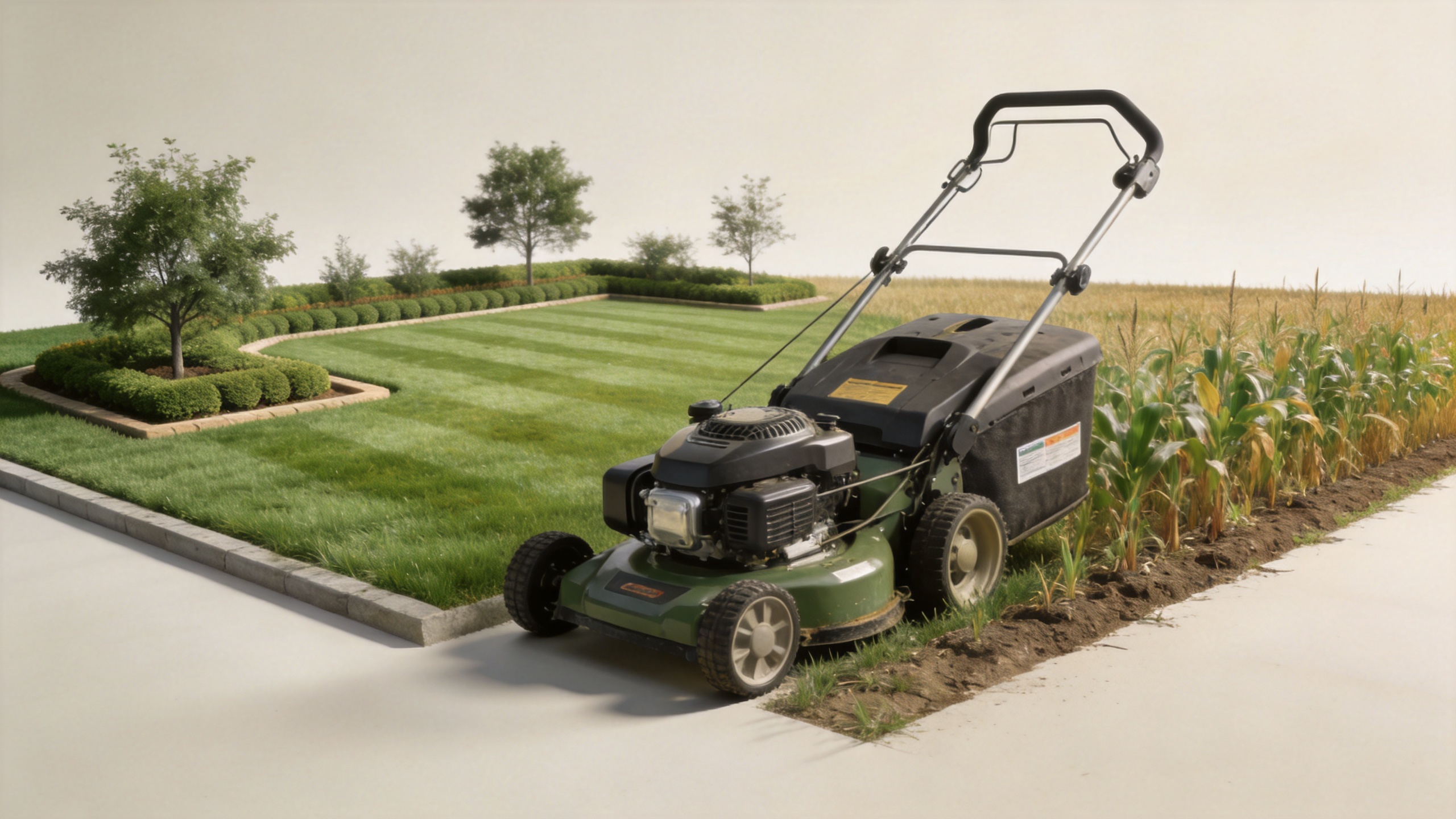 Landscaping lawn mower and farm mowing environments