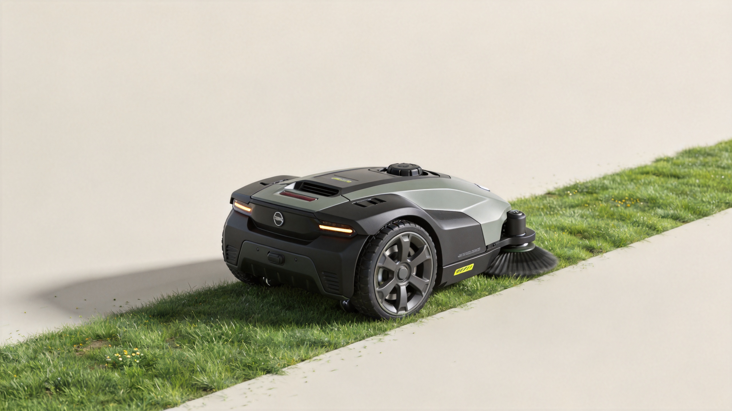 Professional robot lawnmower using intelligent navigation on a commercial lawn