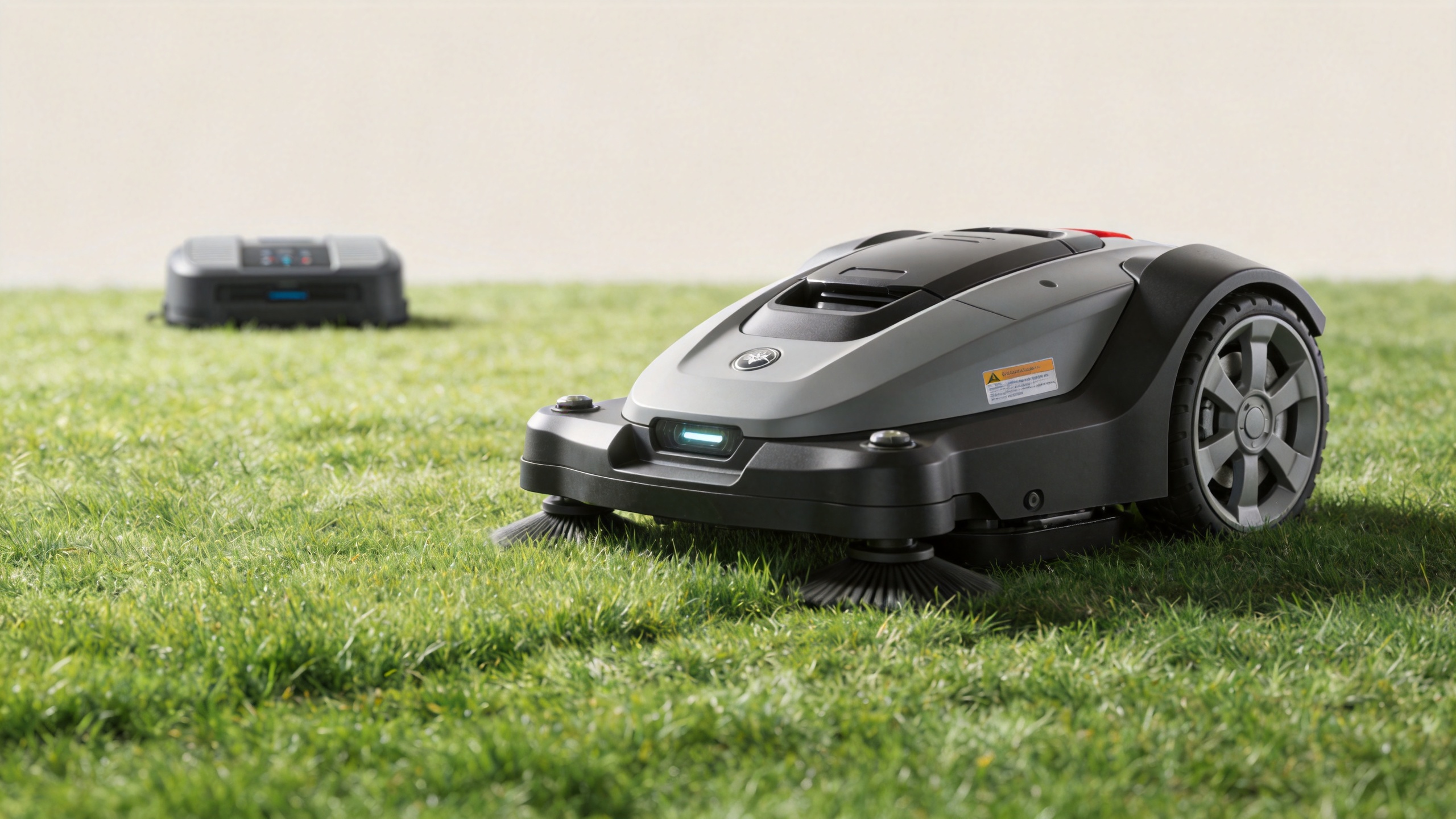 Electric robot mower operating on a managed lawn