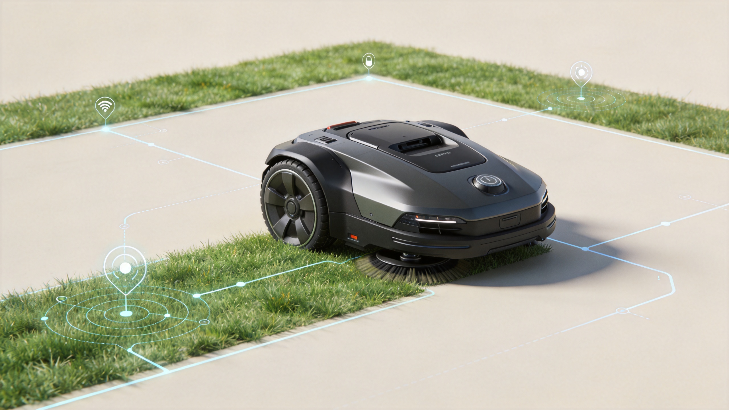 Robot lawnmower mapping a lawn using operational data