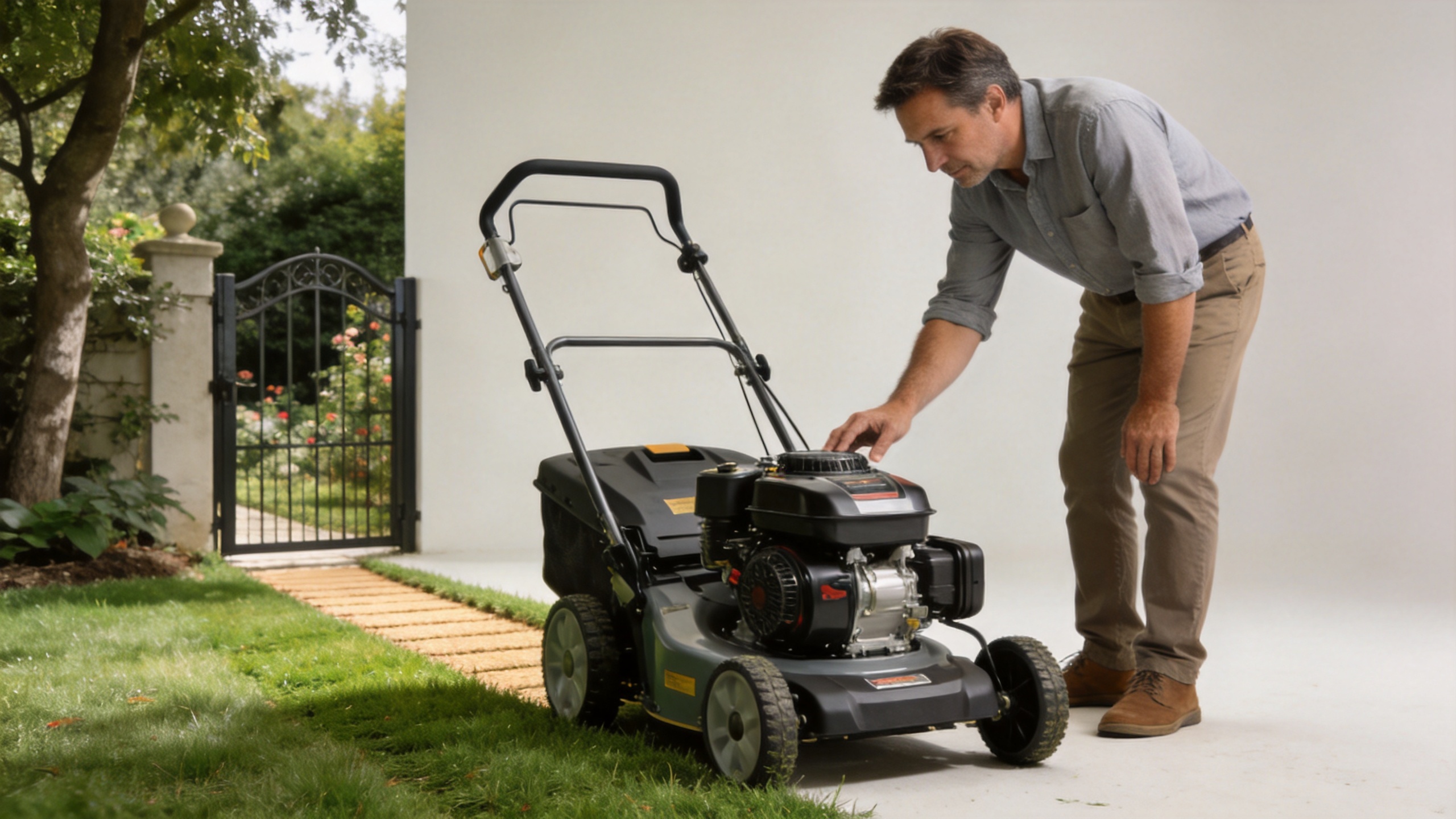 Home-yard inspection for gasoline lawn mowers